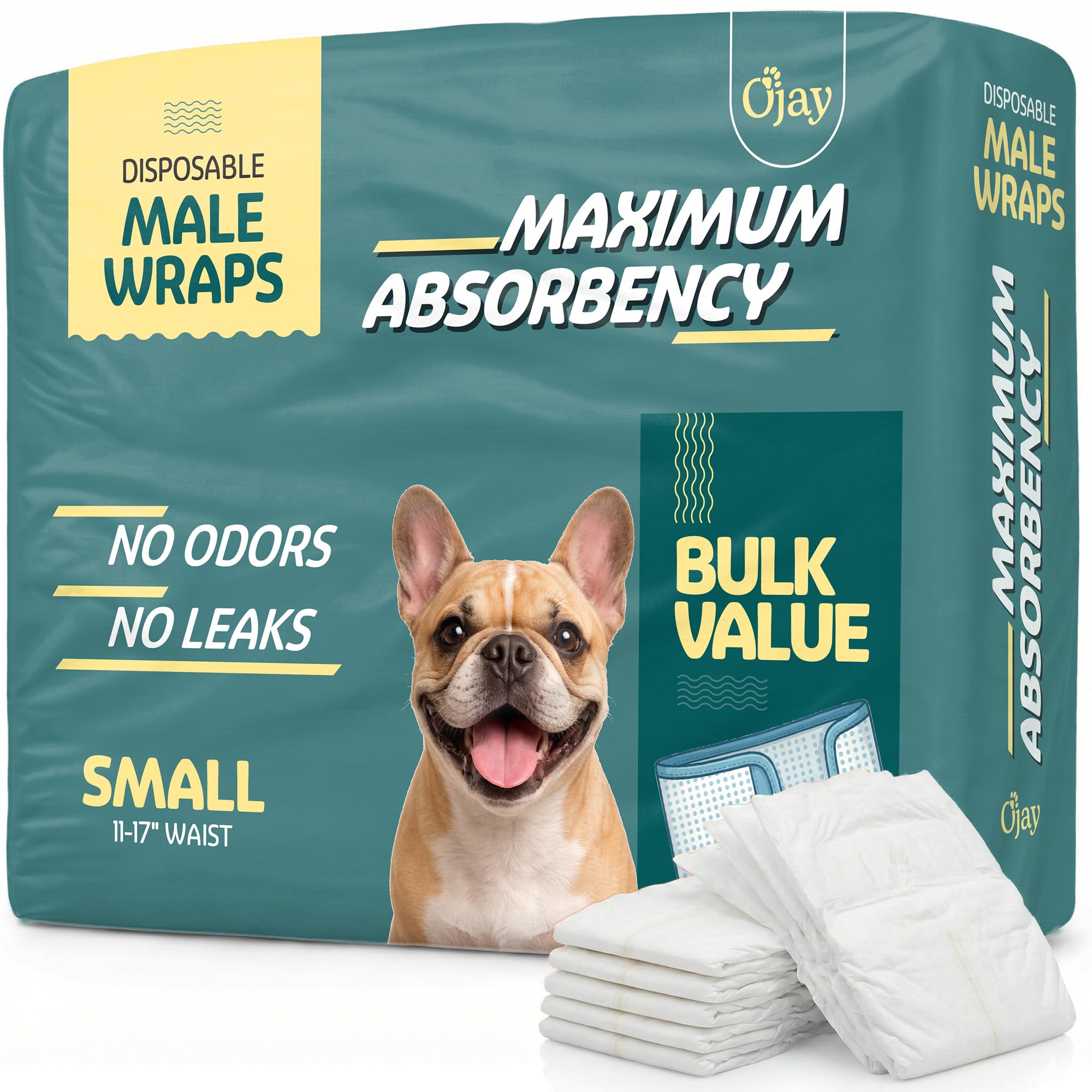 Maximum Absorbency Male Dog Diapers - Leak-Proof Disposable Male Dog Wraps- FlashDry Gel Technology, Wetness Indicator Doggie Diapers- Belly Wraps for