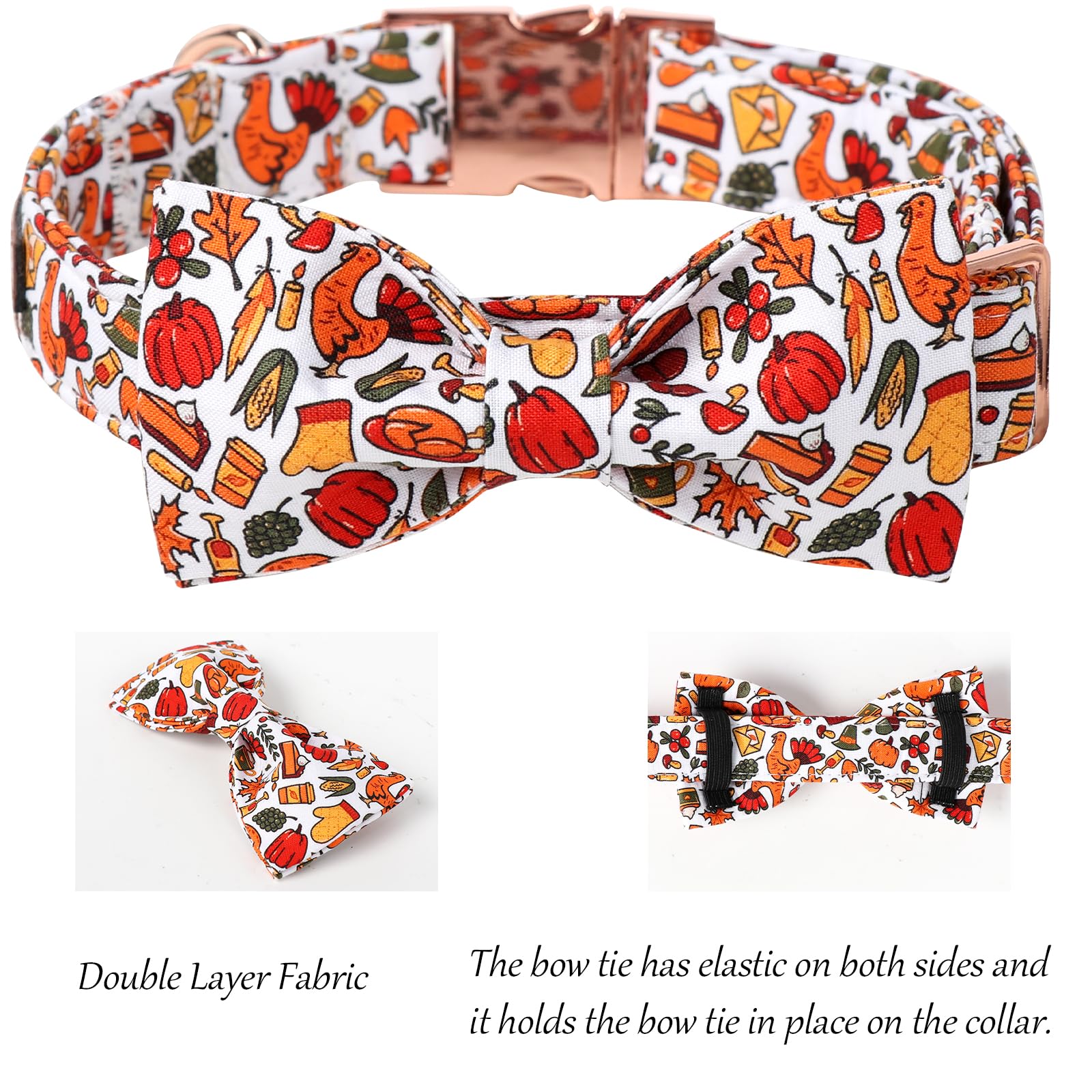 Lionet Paws Fall Dog Collar, Cute Halloween Dog Collar for Large Dogs Adjustable Cotton Thanksgiving Pet Collars for Medium Large Dogs - Image 4