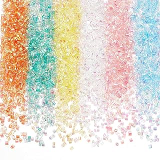 OLYCRAFT 60g 6 Colors Bingsu Beads: 3mm Mixed Colorful Iridescent Crispy Beads for DIY Craft Supplies, Vase Filling, Wedding Table Decoration