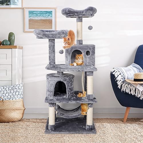 Miniatura 3 de Torre de árbol de gato de 571 pulgadas de varios niveles con postes rascadores hamaca muebles para mascotas torre de actividad para gatitos casa de