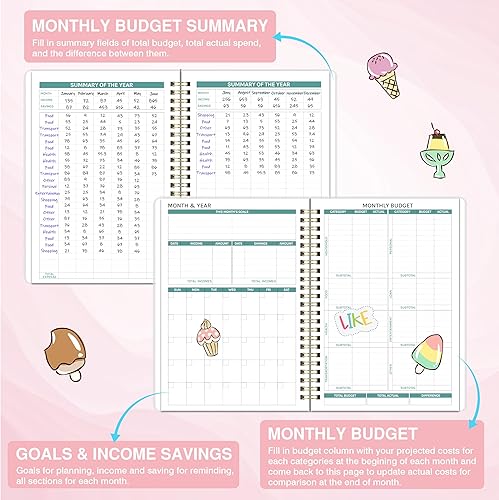 Miniatura 4 de Agenda de presupuesto  Libro de presupuesto con organizador de facturas y rastreador de gastos, 6.3 x 8.4 pulgadas, planificador de finanzas sin