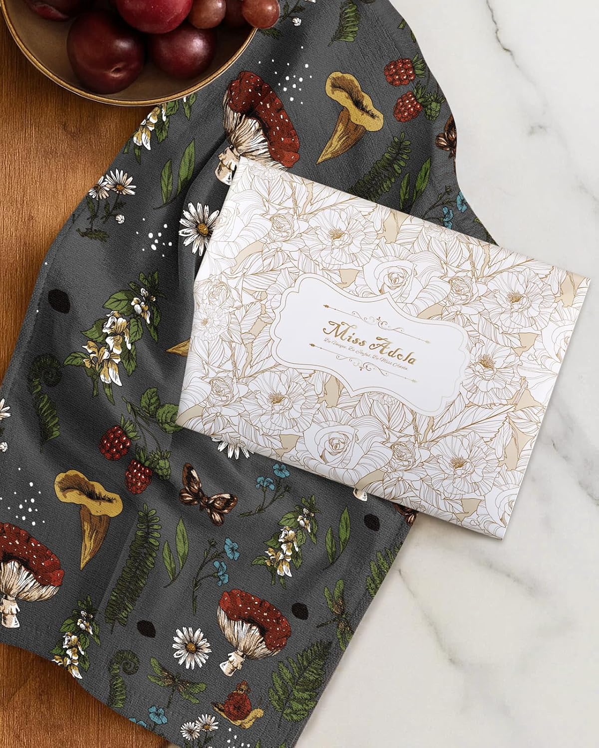 Cotton Kitchen Towels Set of 2 - Cute Design 16×26 Inch Dish Towels for Kitchen with Hanging Loop Mushroom Quick Dry Hand Towels Soft & Absorbent, Home Decorative, Terry Cloth Tea Towels - Image 6