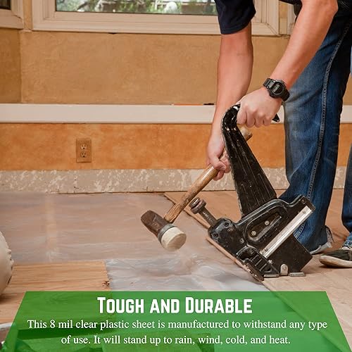 Miniatura 10 de Farm Plastic Supply - Lámina de plástico transparente - 8 mil - (5 x 100 pies) - Lámina de plástico grueso, película de polietileno resistente,