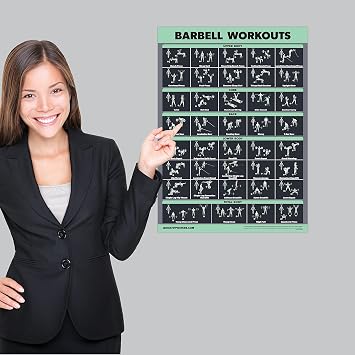 Palace Learning 2 Pack Dumbbell Workouts and Barbell Exercise Poster Set - Laminated 2 Chart Set - Dumbbell Exercise Routine & Barbell Workouts [DARK] (LAMINATED, 18 x 24)