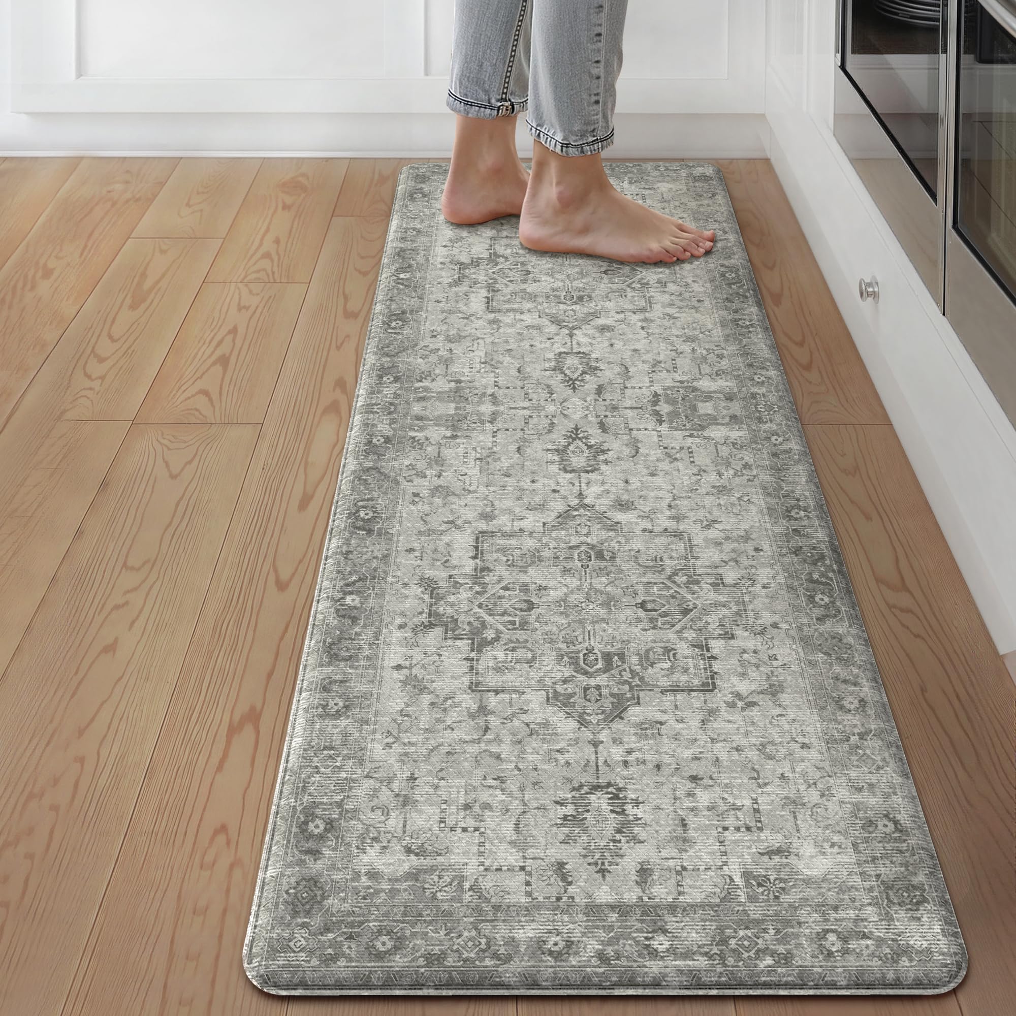 GENIMO Anti Fatigue Kitchen Mats for Floor 17"X59", Runner Rug,GrayTaupe