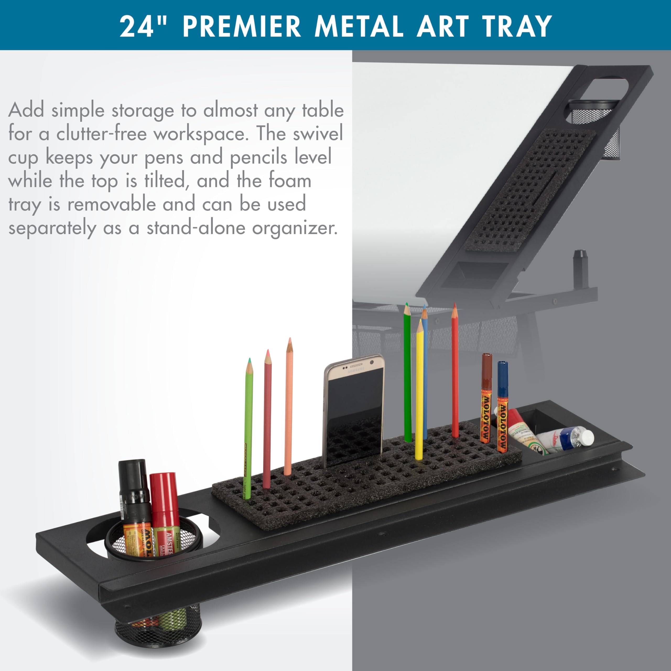 Studio Designs Art Tablett, Metall, anthrazit schwarz, 60 x 16,5 x 10 cm