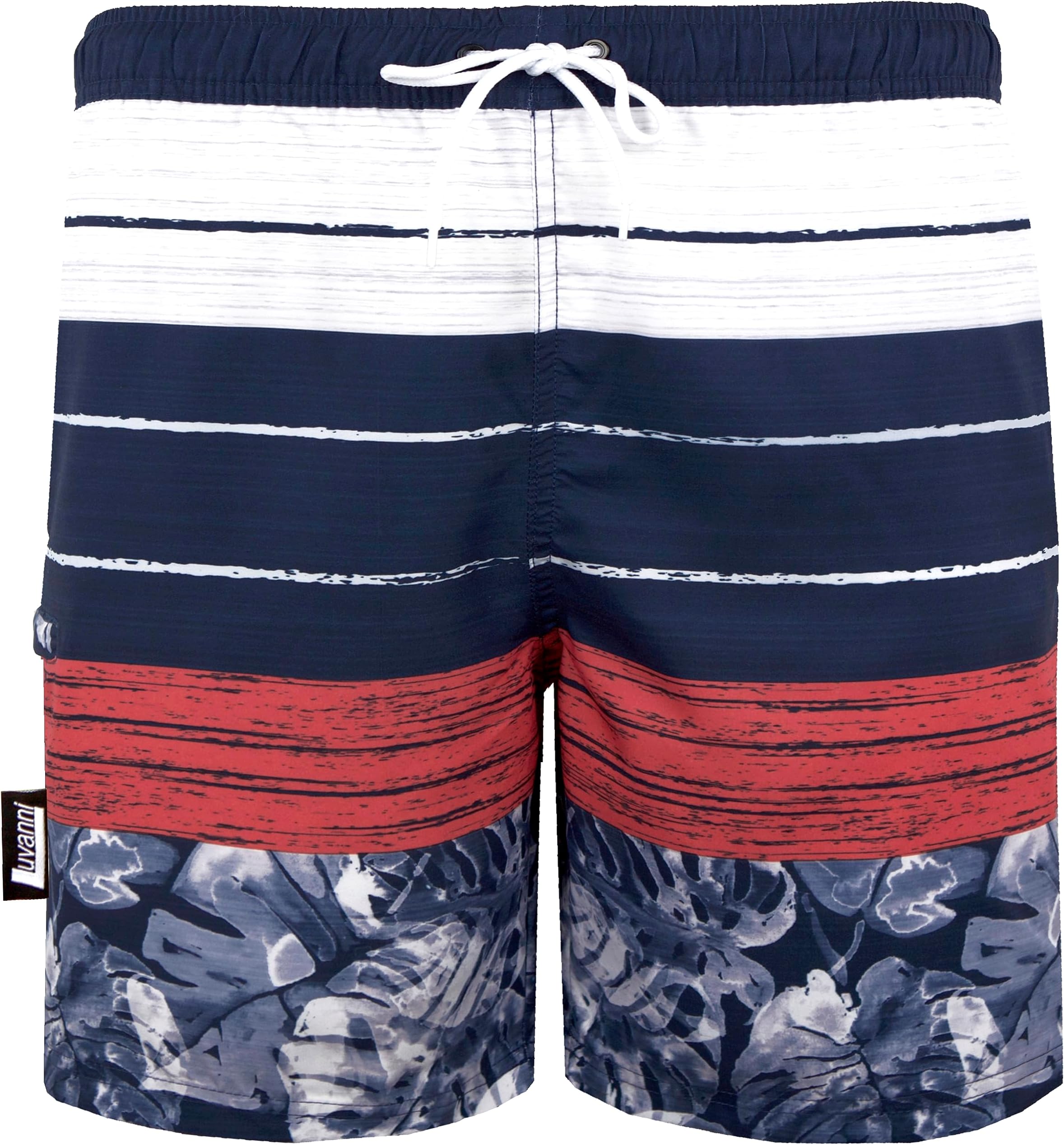 Swimming Trunks for Men Quick-Drying Swimming Shorts 868 with Drawstring Beach Shorts Board Shorts Swimming Trunks Men with Pattern Stripes Stripes Leaves Jungle Leaf Flowers Tropical