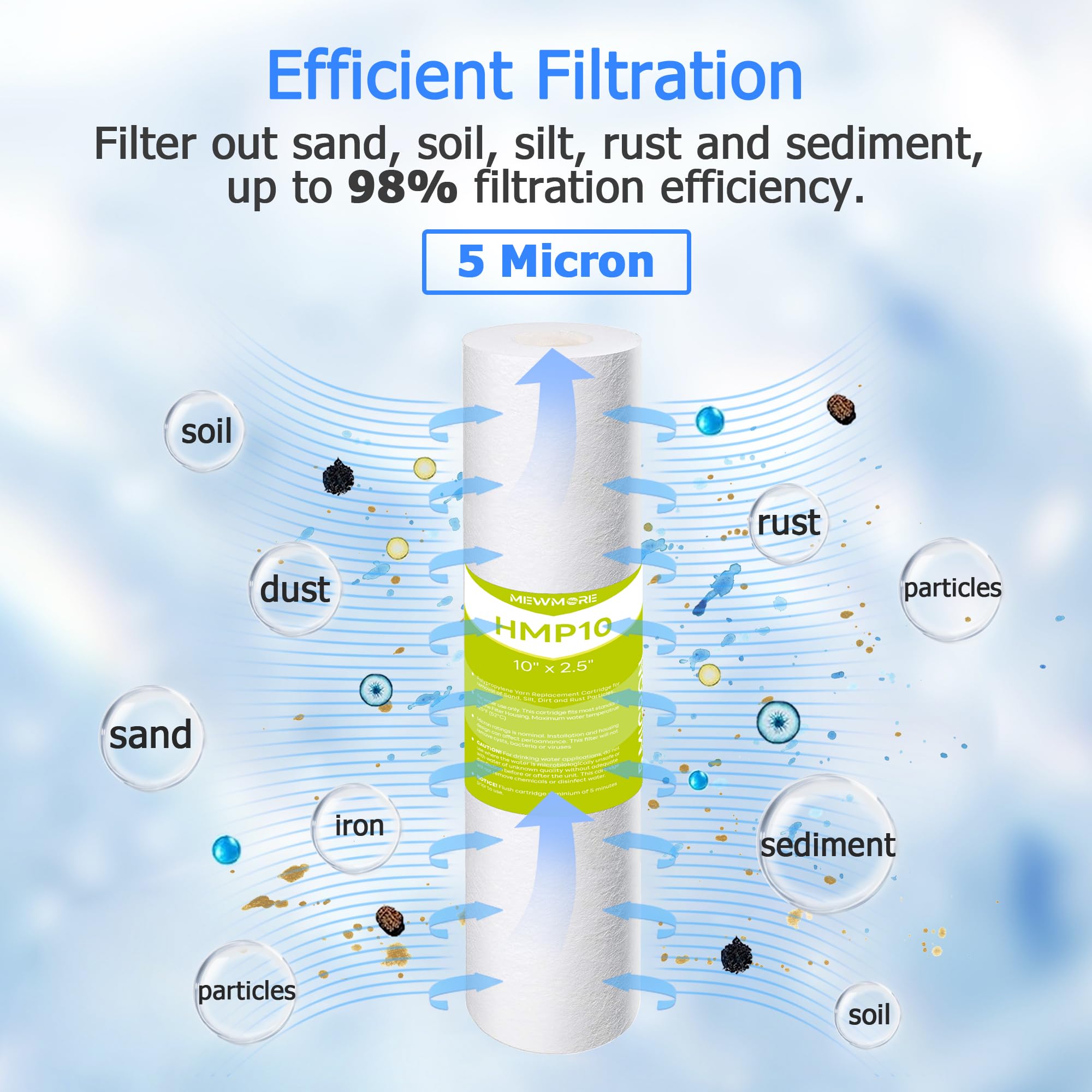 5-stopniowy zestaw filtrów do odwróconej osmozy 75G GPD na 1 rok, zestaw filtrów wody RO pod zlewem kompatybilny z większością systemów filtracji wody 25.4 cm, wyjście 1/10.2 cm.