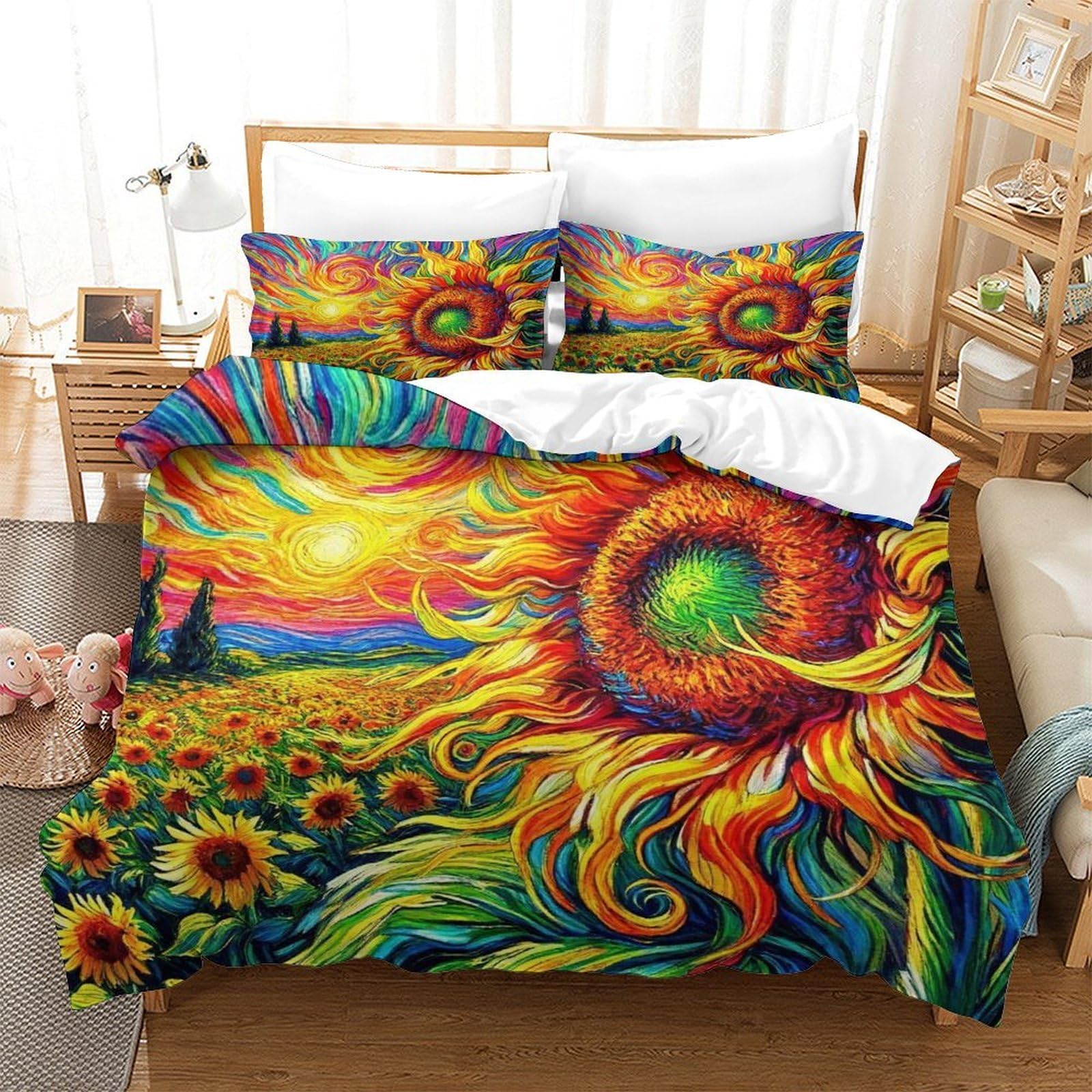 Housse de couette 3D tournesol 200x200cm pour illuminer une chambre d'enfant