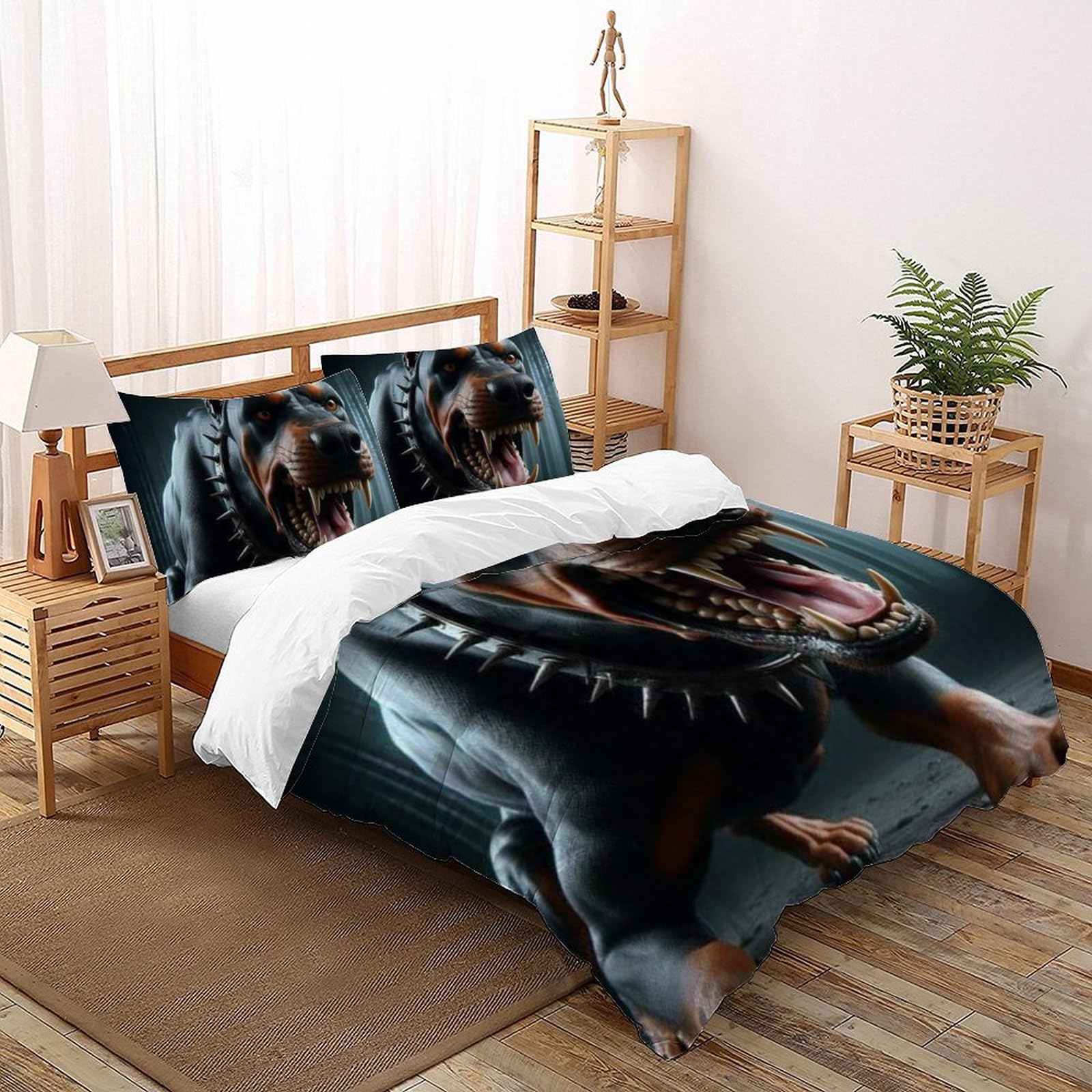 Housse de couette 260x220cm imprimé 3D animaux pour lit enfant Super King