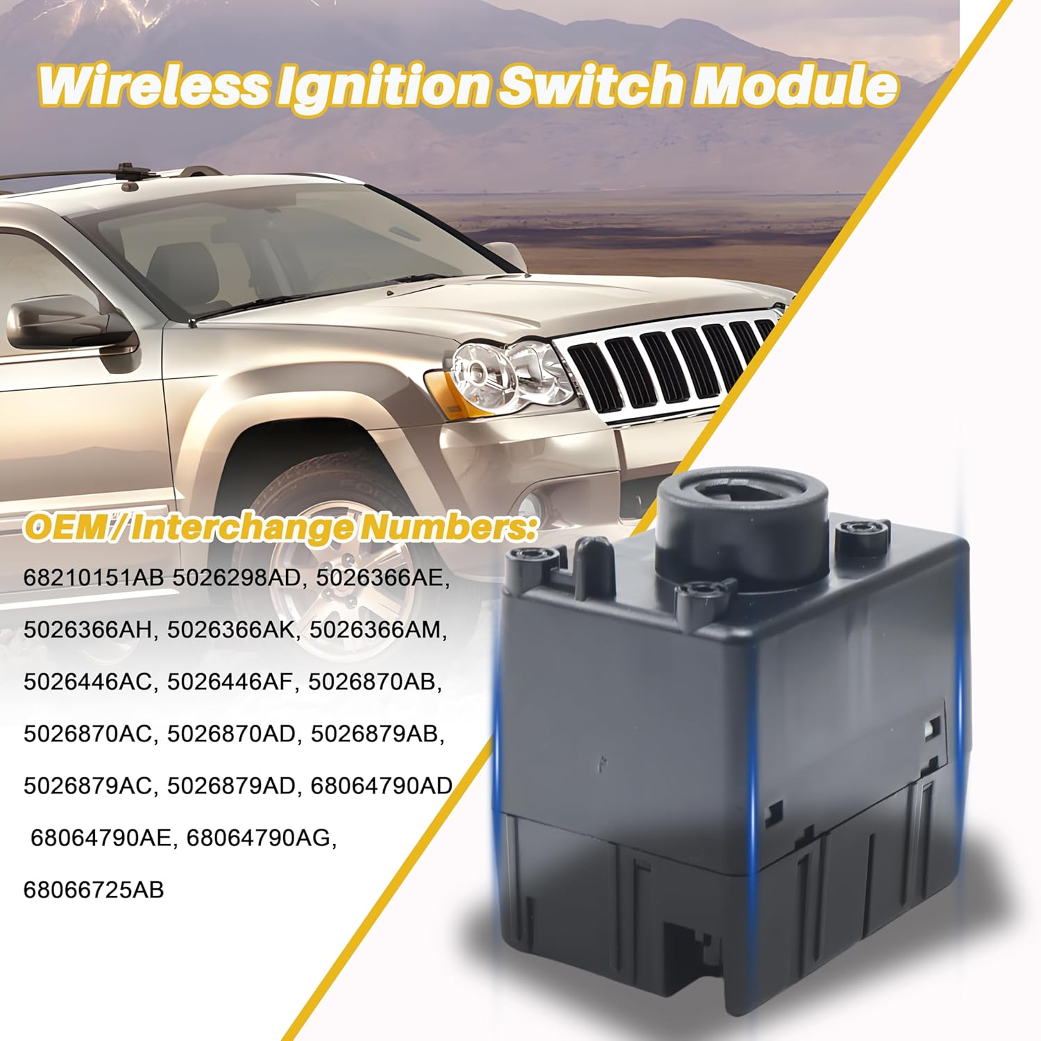 Wireless Ignition Switch Module Keyless Entry Receiver Fit for Chrysler 300, for Dodge Challenger/Ram 2500 Pickup, for Jeep Commander/Grand Cherokee, Replace# 68210151AB 5026298AD 68064790AD 5026446AC