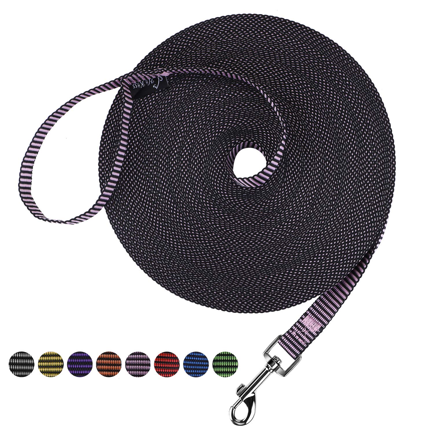 Hi Kiss Dog/Puppy Obedience Recall Training Agility Lead - 15ft 20ft 30ft 50ft 100ft Training Leash - Great for Training, Play, Camping, or Backyard(
