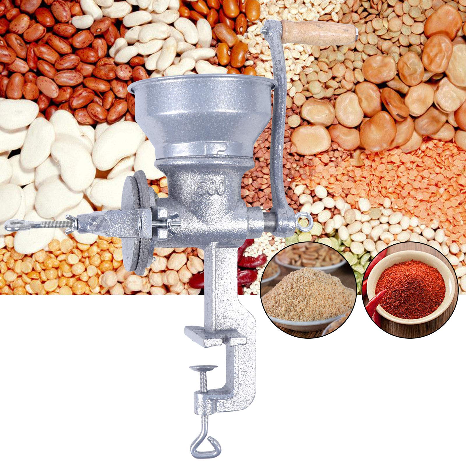 Macinino manuale in ghisa, per la macinazione di cereali, fagioli, caffè, noci, fagioli, grano, mais