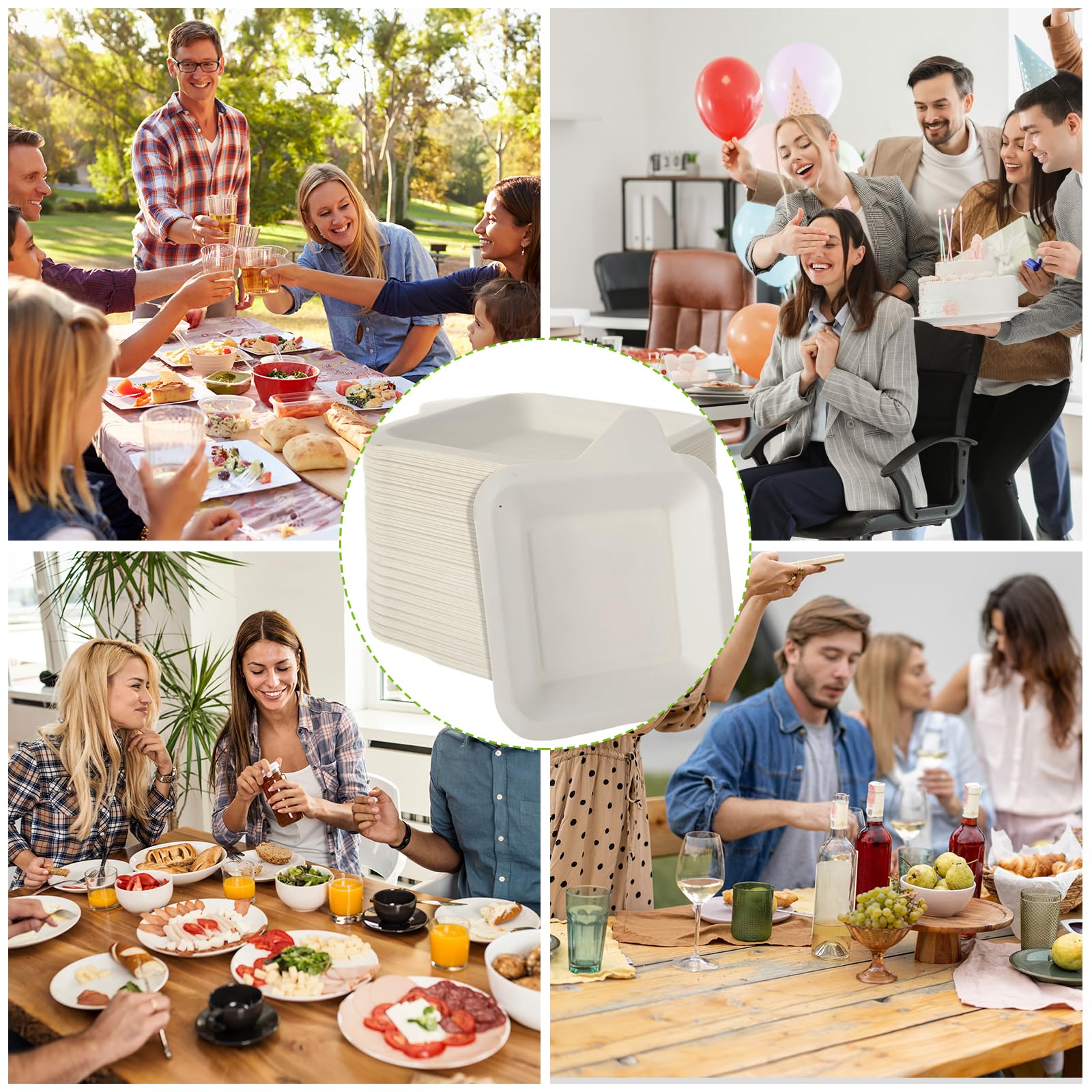 Confezione da 300 piccoli piatti di carta usa e getta da 11,1 cm, piatti quadrati, piatti da dessert, antipasti, piatti per snack per matrimoni, compleanni, cene, feste