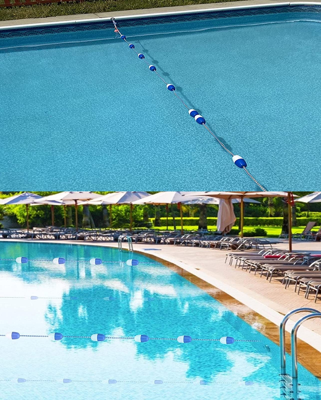 Boya de Polietileno para Separar carriles de Piscina, con bucles, 4 metros/13,1 pies, Adecuada para Entrenamiento en Piscinas de jardín y Escolares, Cuerda de Seguridad.