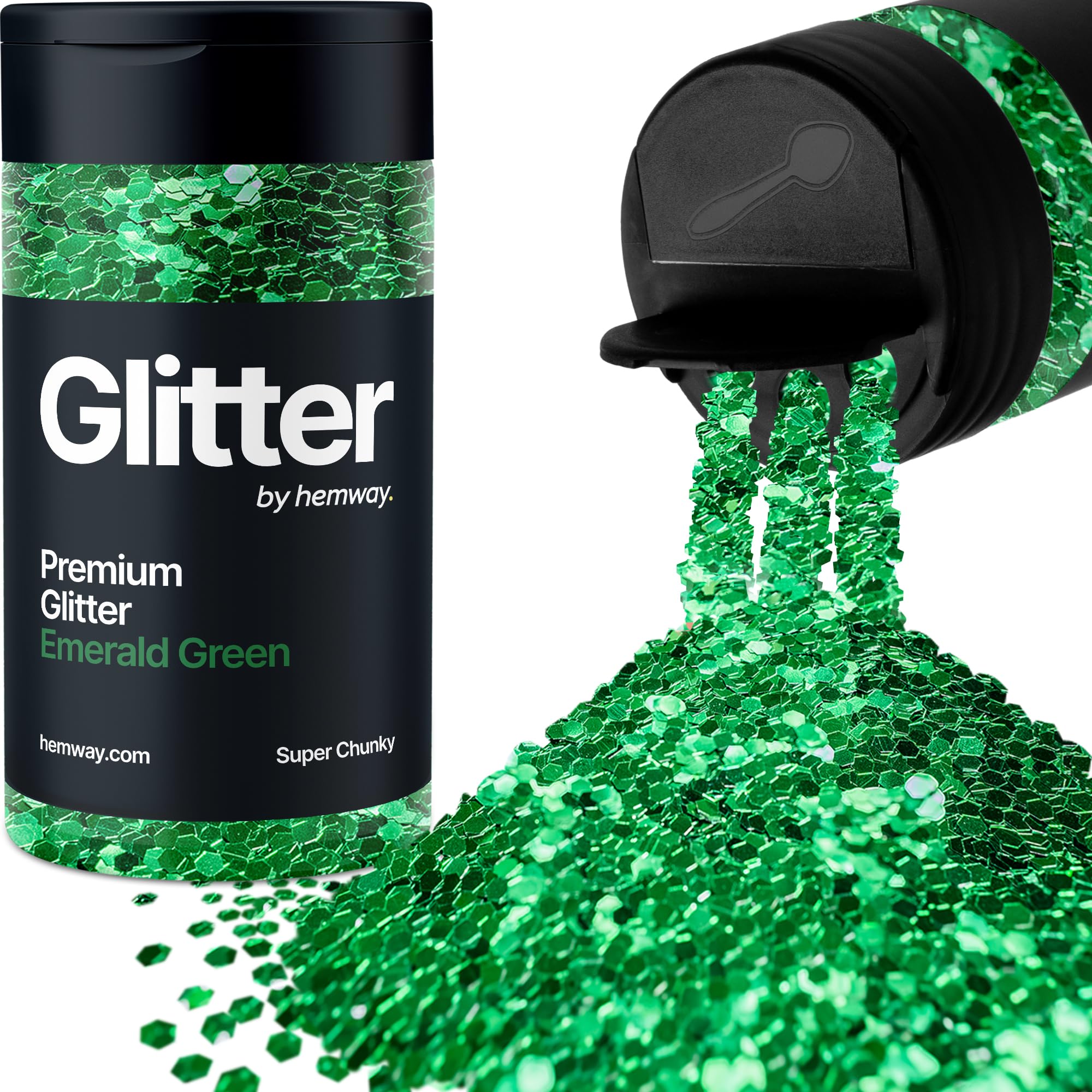 Emerald Green Glitter Shaker, 130g Super Chunky Glitter, Crafts 1/8" Metallic Flake Emerald Green Sequins