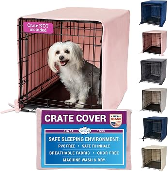 Pet Dreams Dog Crate Cover - Breathable Fabric Kennel Topper for Single-Door Crates, Fits iCrate Dog Cages 18, 24, 30, 36, 42, 48 Inches Pink, X Small, 18"