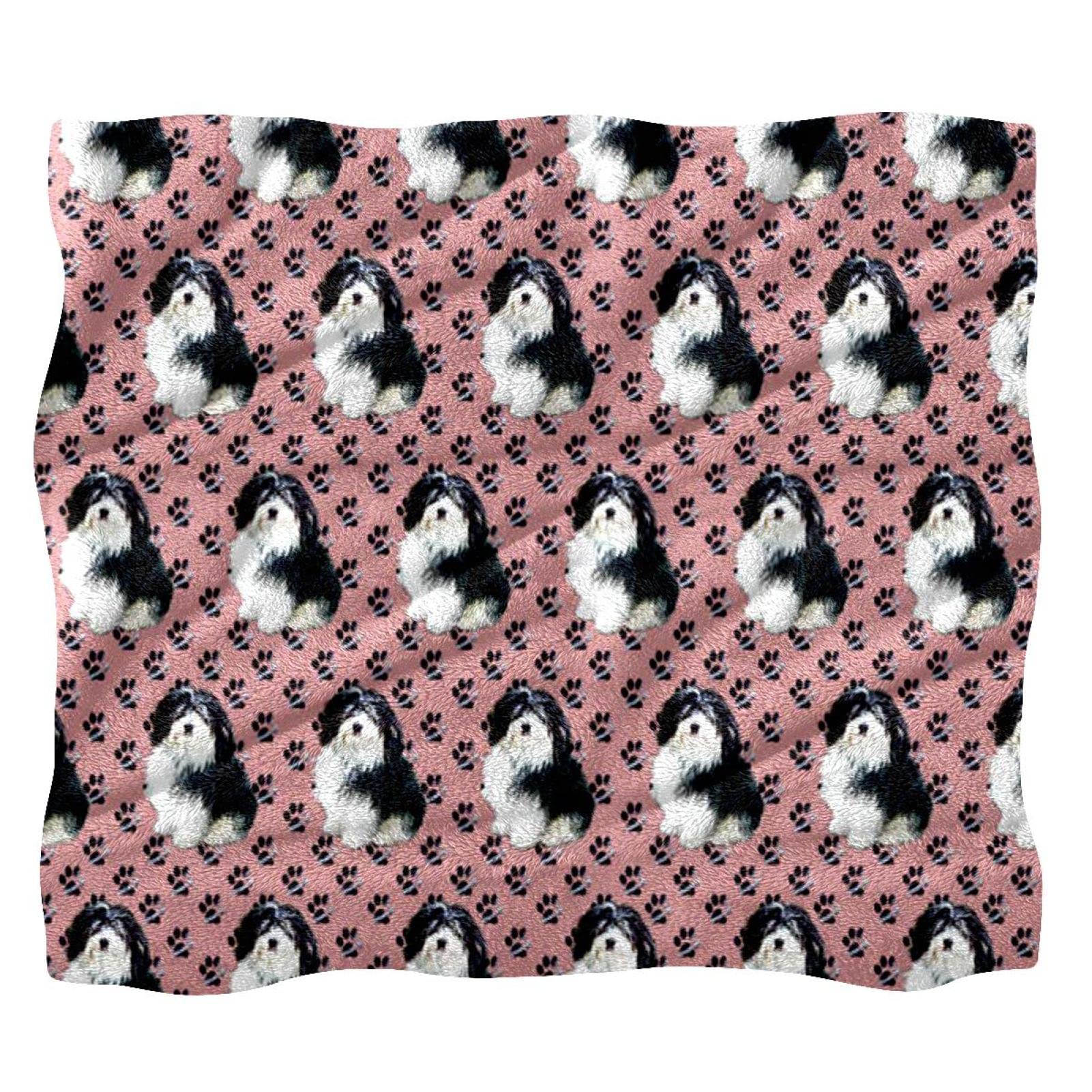 Couverture en peluche rose ultra douce en microfibre isolante motif chien mignon