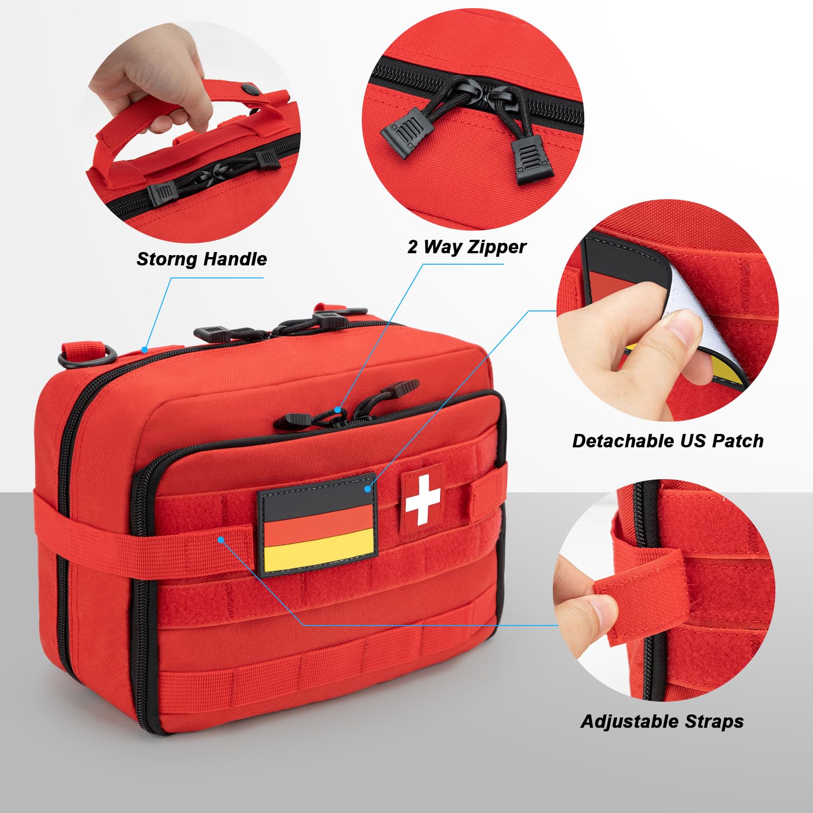 Jueachy Reiseapotheke, Groß Kapazität Medikamententasche Leer Erste Hilfe Tasche Taktische Molle Tasche First Aid Kit Notfalltasche Medikamenten Aufbewahrung für Outdoor Camping Reisen Motorrad
