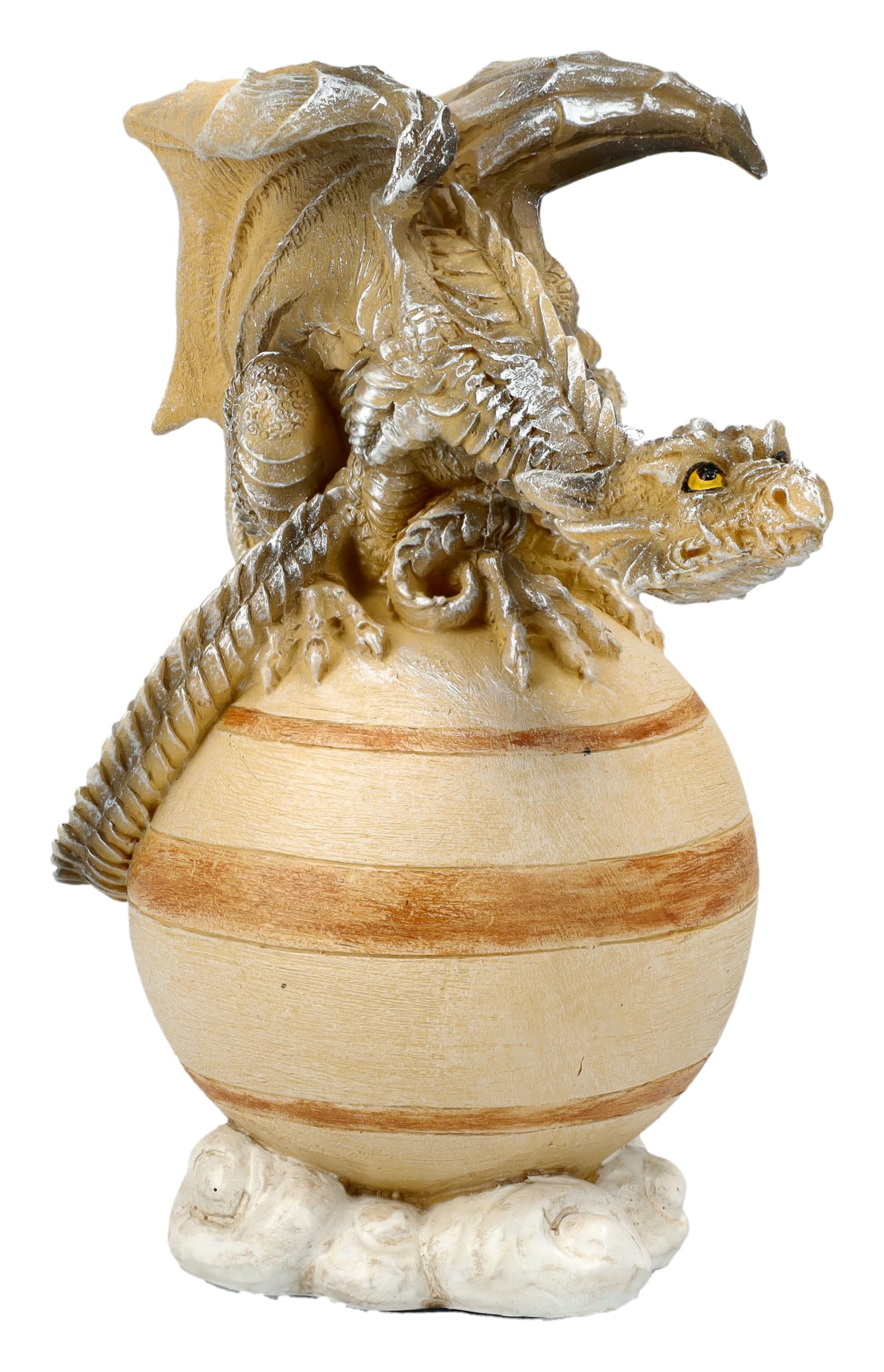 Figuren Shop GmbH Figurine dragon planète Saturne - Figurine décorative fantastique avec gardien galactique, 13 cm de hauteur