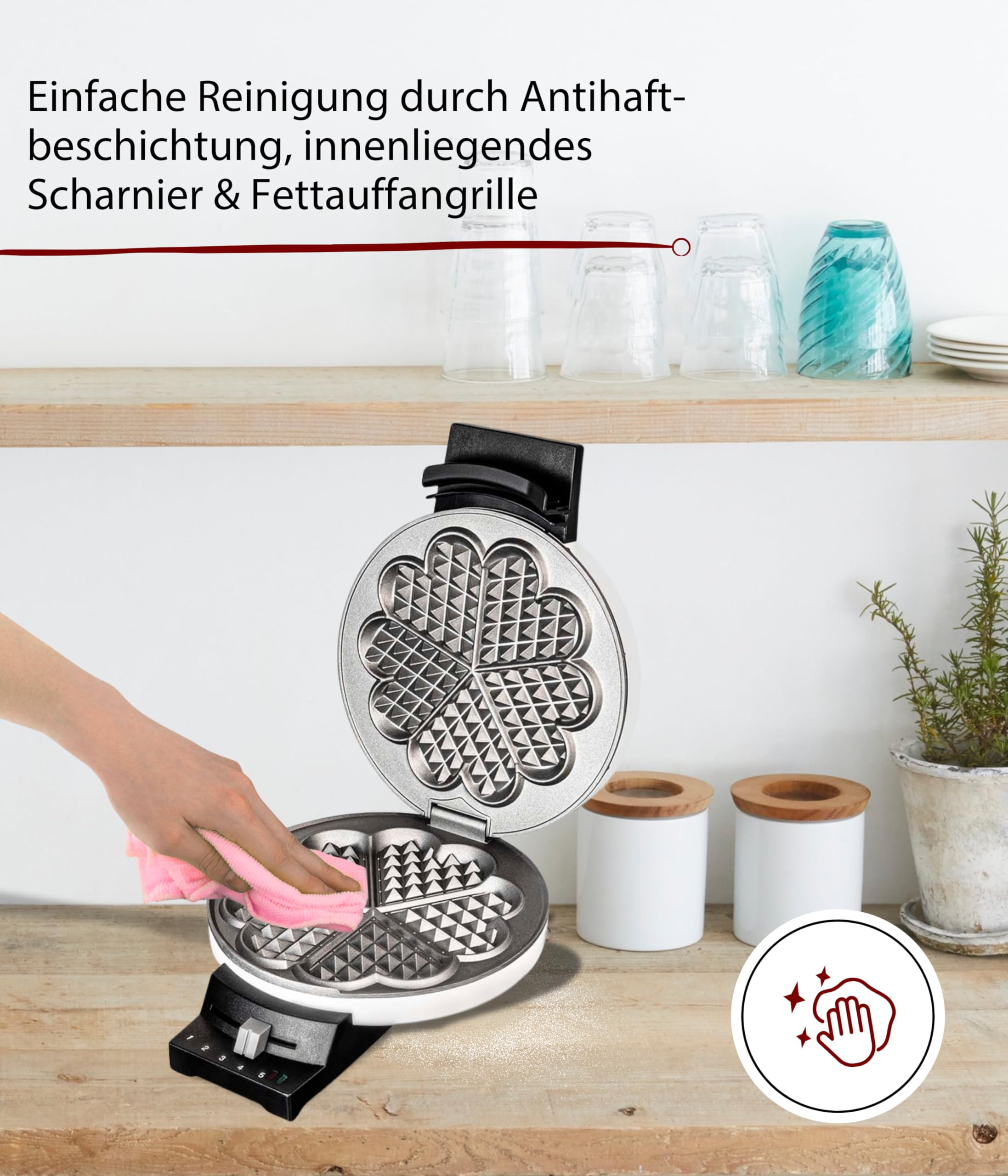 Cloer 181 Waffeleisen für eine Herzwaffel – Bild 4