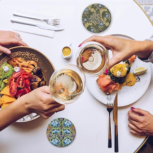 Miniatura 6 de Juego de 6 posavasos para bebidas, posavasos redondos de piedra de cerámica con base de corcho, tapete de protección de mesa para tazas y tazas,