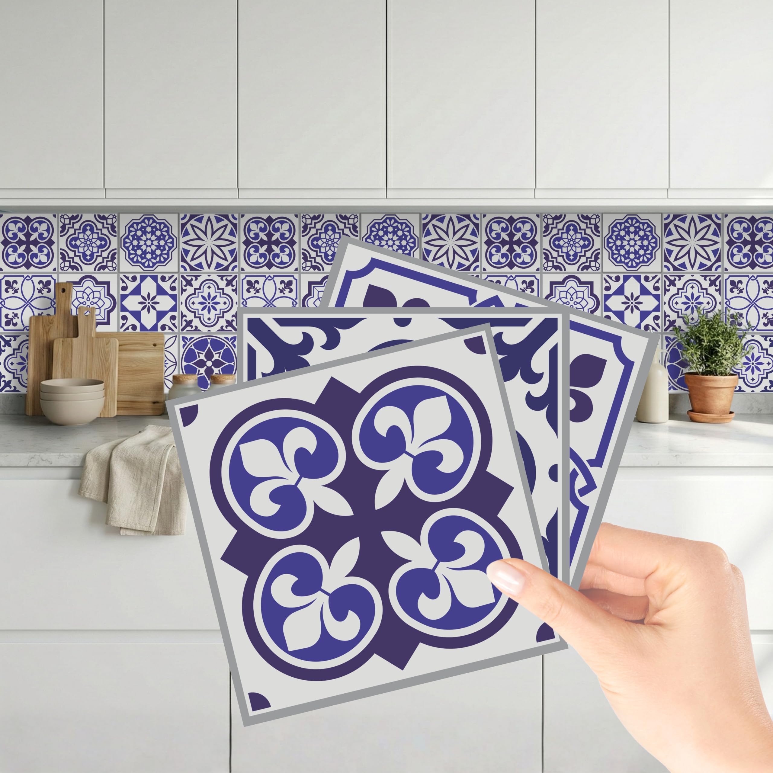 Walplus Spanish and Moroccan Blue Tile Sticker - 24 Pack - 15x15cm