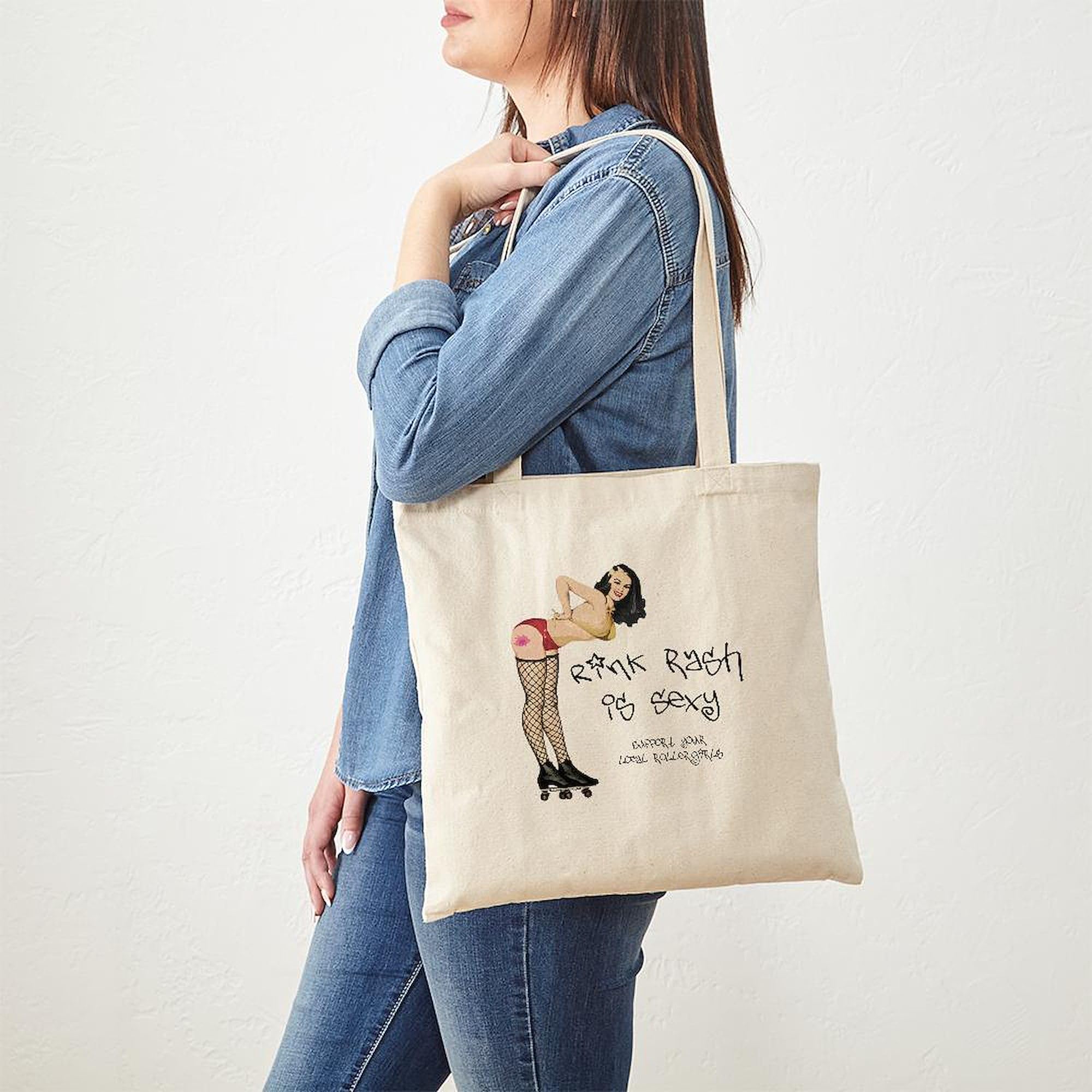 CafePress Rink Rash Tote Bag – Natural Canvas Reusable Shopping Bag, Two Sizes Available