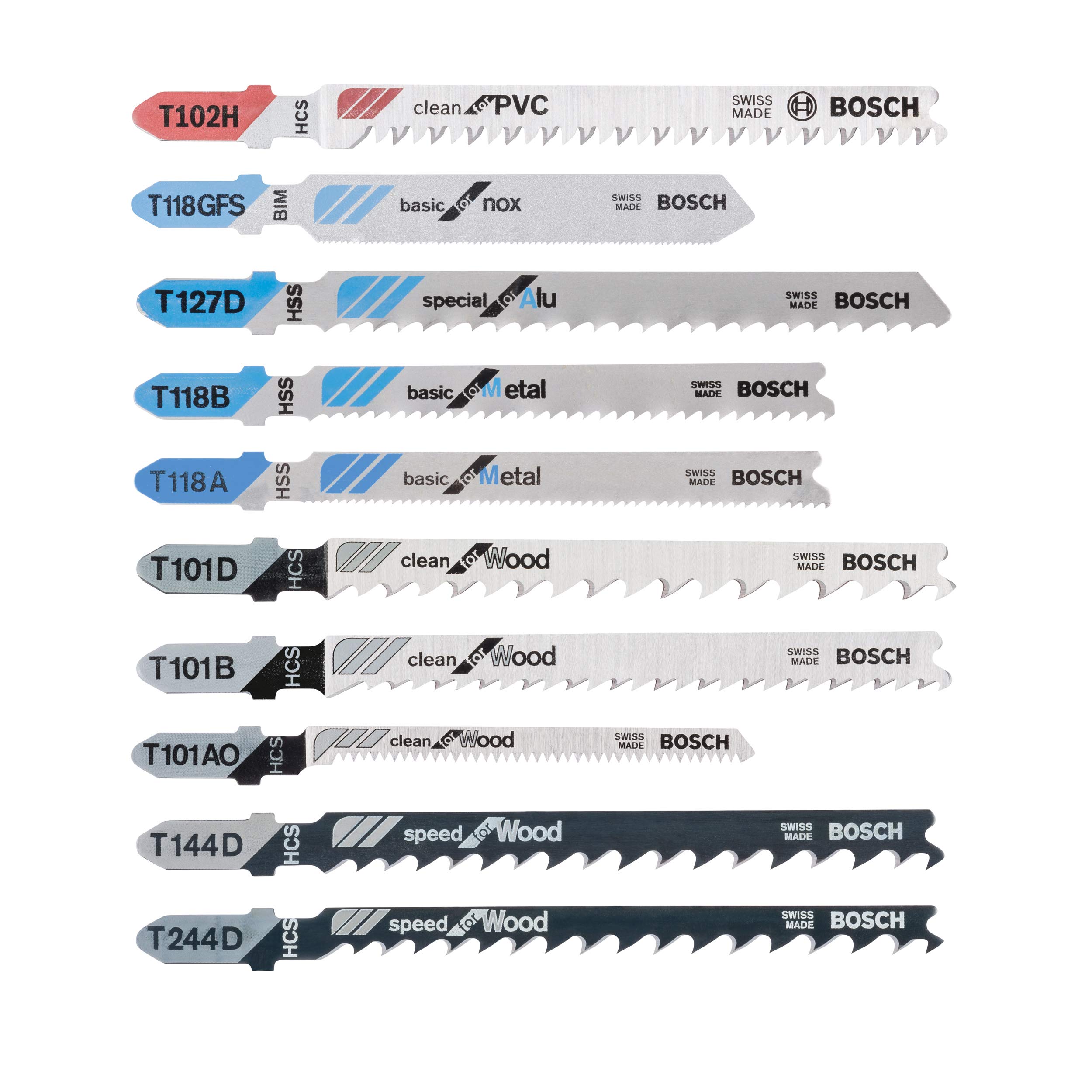 Bosch Accessories Professional 10-częściowy zestaw brzeszczotów do wyrzynarki (do drewna i metalu, akcesoria do wyrzynarek z uchwytem T)