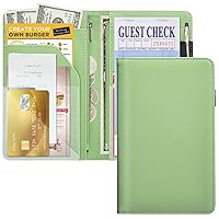 Vista 1 de Libros de servidor para camareras – Libro de camarero de cuero, cartera de servidor con bolsillo con cremallera, lindo organizador de libros