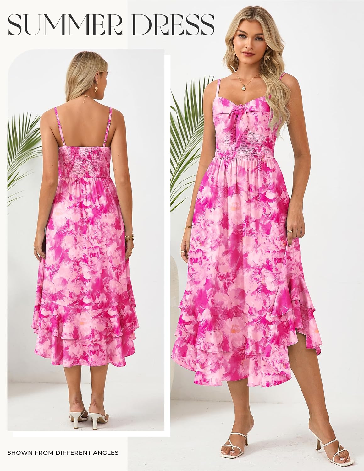 GRACE KARIN Women's Summer Floral Maxi Dress Spaghetti Strap A Line Beach Boho Dresses Ruffle Tiered Casual Dress - Image 2