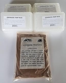H2 Tackle & Outdoors Trap Dye and Wax Bundle, 4 lb White Wax, 1 lb Logwood Dye