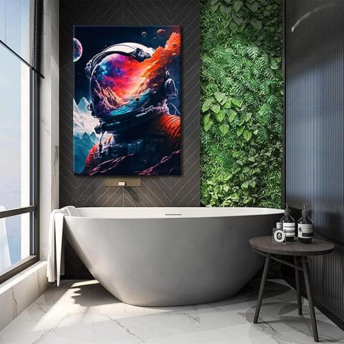 Miniatura 7 de Arte de pared de astronauta abstracto, retro, póster de astronauta, colorido, universo fantástico, pintura espacial, impresiones de surrealismo,