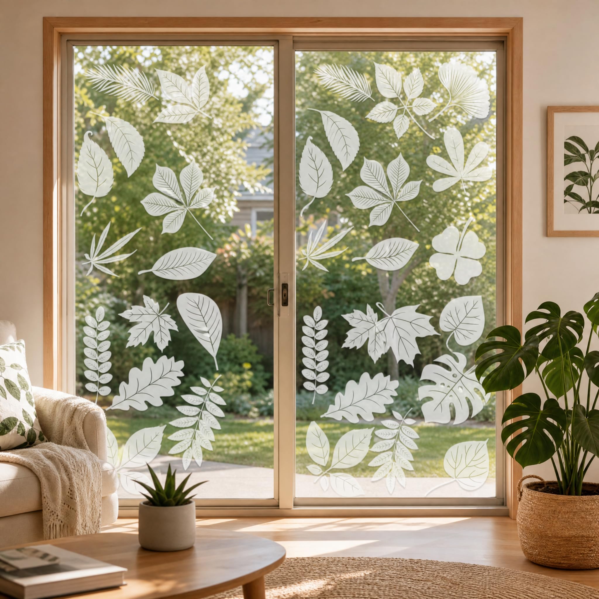 26PCS Leaf Window Decals & Clings,QIANSSE Anti Collision Window Stickers for Glass to Deter Birds Prevent Strikes Bird Window Stickers & Decals for Glass Safety