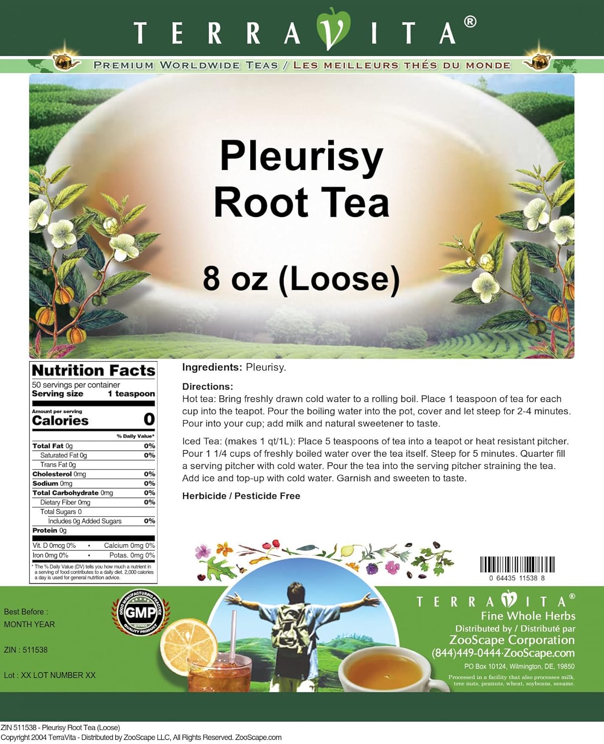 Pleurisy Root Tea (Loose) (8 oz, ZIN: 511538)