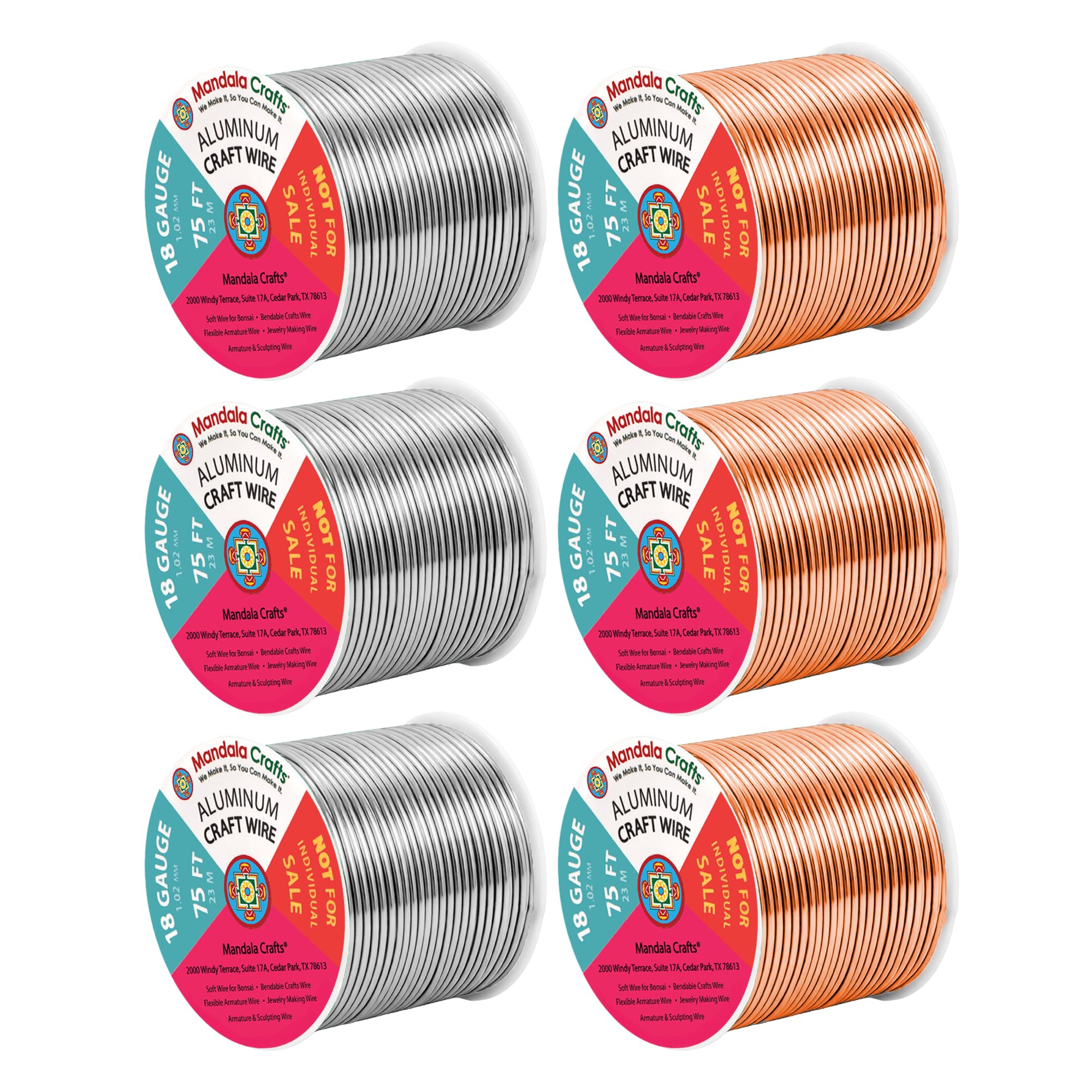 Mandala Crafts 18 GA Copper Silver Tone Combo Anodized Aluminum Craft Wire