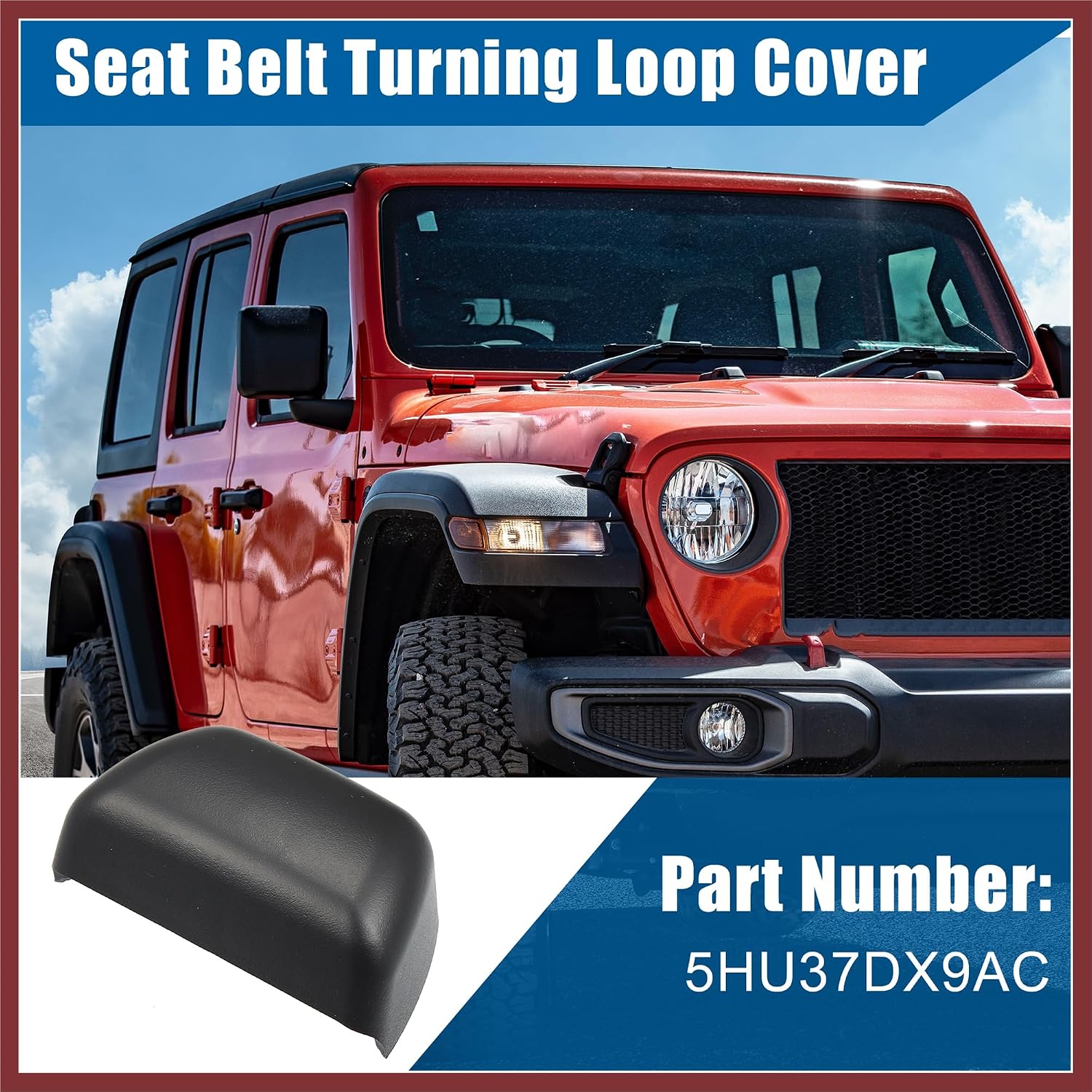 Seat Belt and Rear Row Seat Belt Turning Loop Cover for Jeep Wrangler 2011-2018 5HU37DX9AC,Pack of 1 Replace Parts