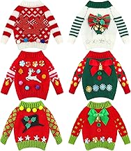 Shappy 6 Pieces Christmas Doll Clothes Cute Christmas Accessories Lovely Doll Knitted Clothing Accessory Sweater Set for Doll Decor