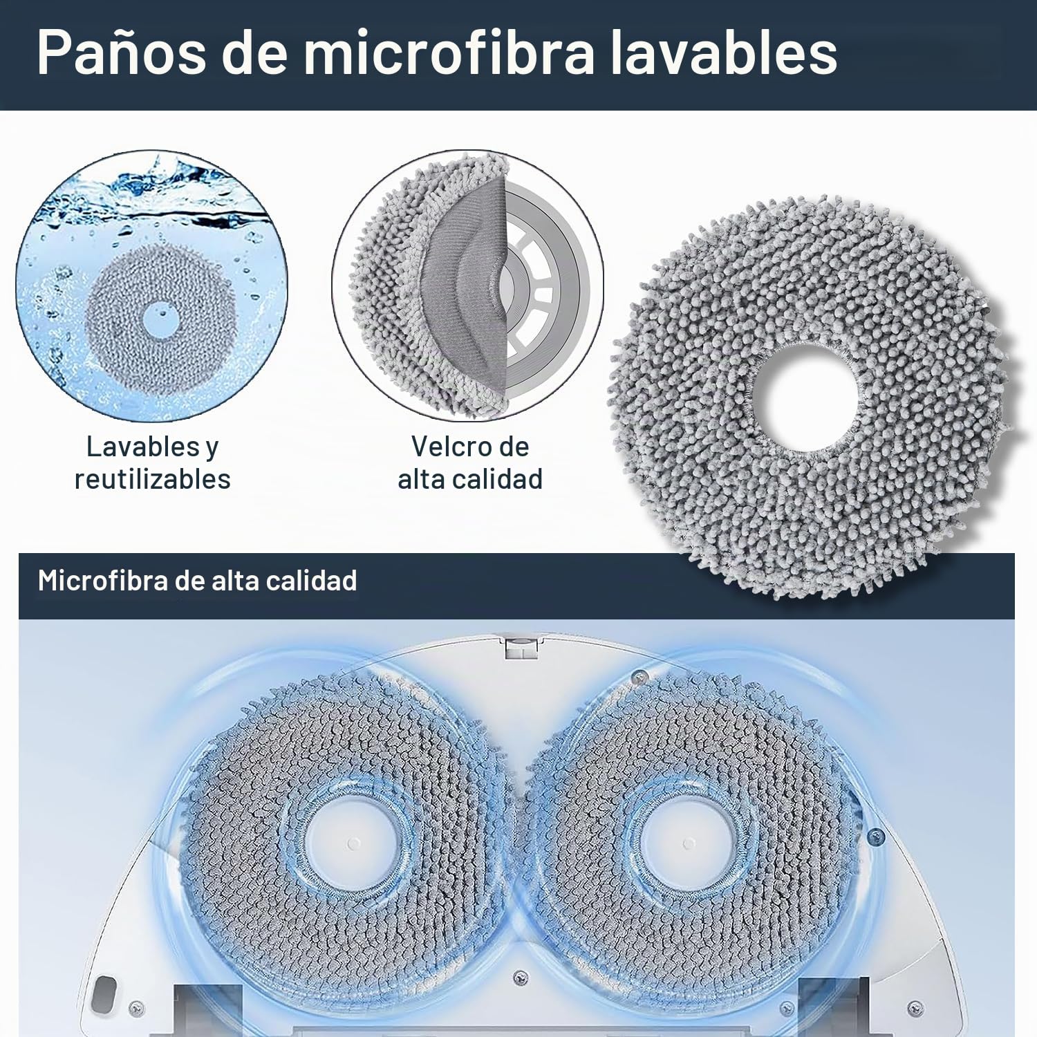 Accesorios Recambios para Roborock Qrevo S5V /Qrevo Curv/Qrevo Curv S5X / Qrevo Edge/Qrevo Edge S5A, 2 Cepillo Principal, 6 Filtro HEPA, 6 Paño, 6 Bolsa de Polvo, 6 Cepillo Laterale