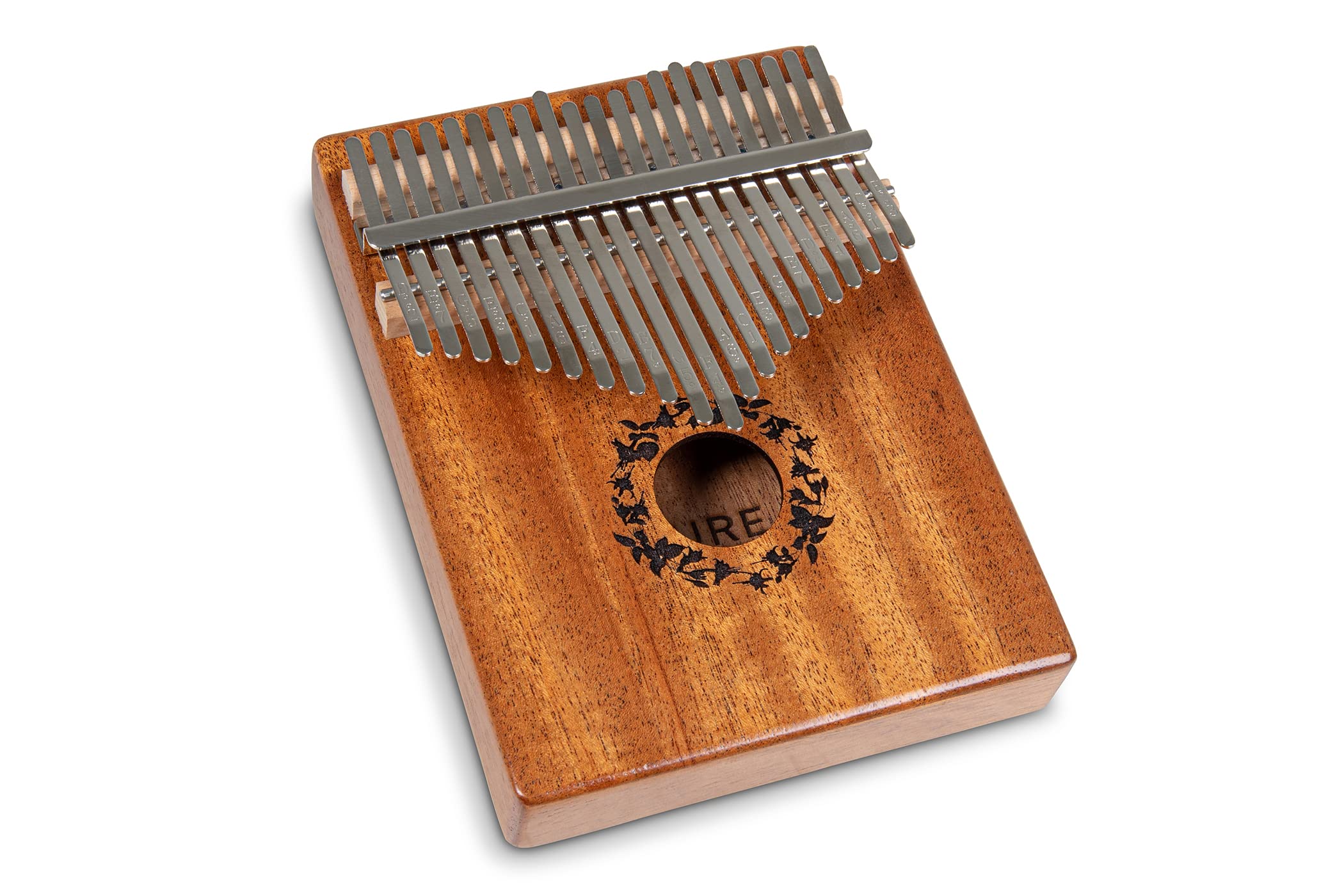 GEWA Kalimba piano à pouces acajou, motifs d'anches, 21 anches en acier, accordable, sacoche, maillet inclus, mode d'emploi