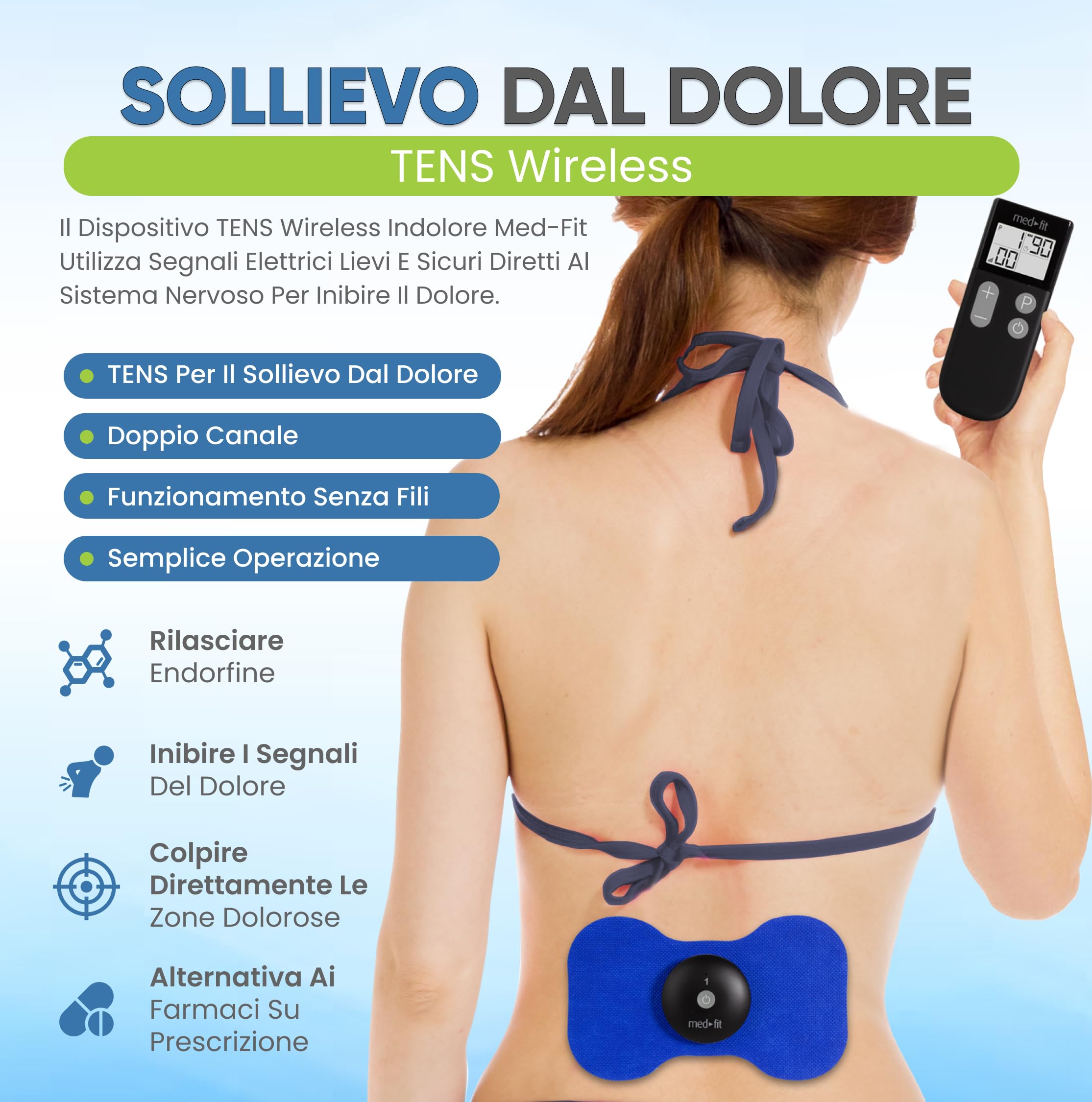 Med-Fit Indolore Ricaricabile Mini TENSOR & EMS Mini-Wireless Digitale Tensor & Muscolo Stimolatore Richiede No Batterie O cavi-Professional Forza