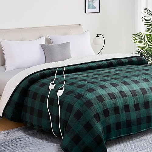 Homemate Manta eléctrica térmica de 50 x 60 pulgadas, manta térmica de franela ultra suave y acogedora con 10 niveles de calor rápidos, 8 horas de