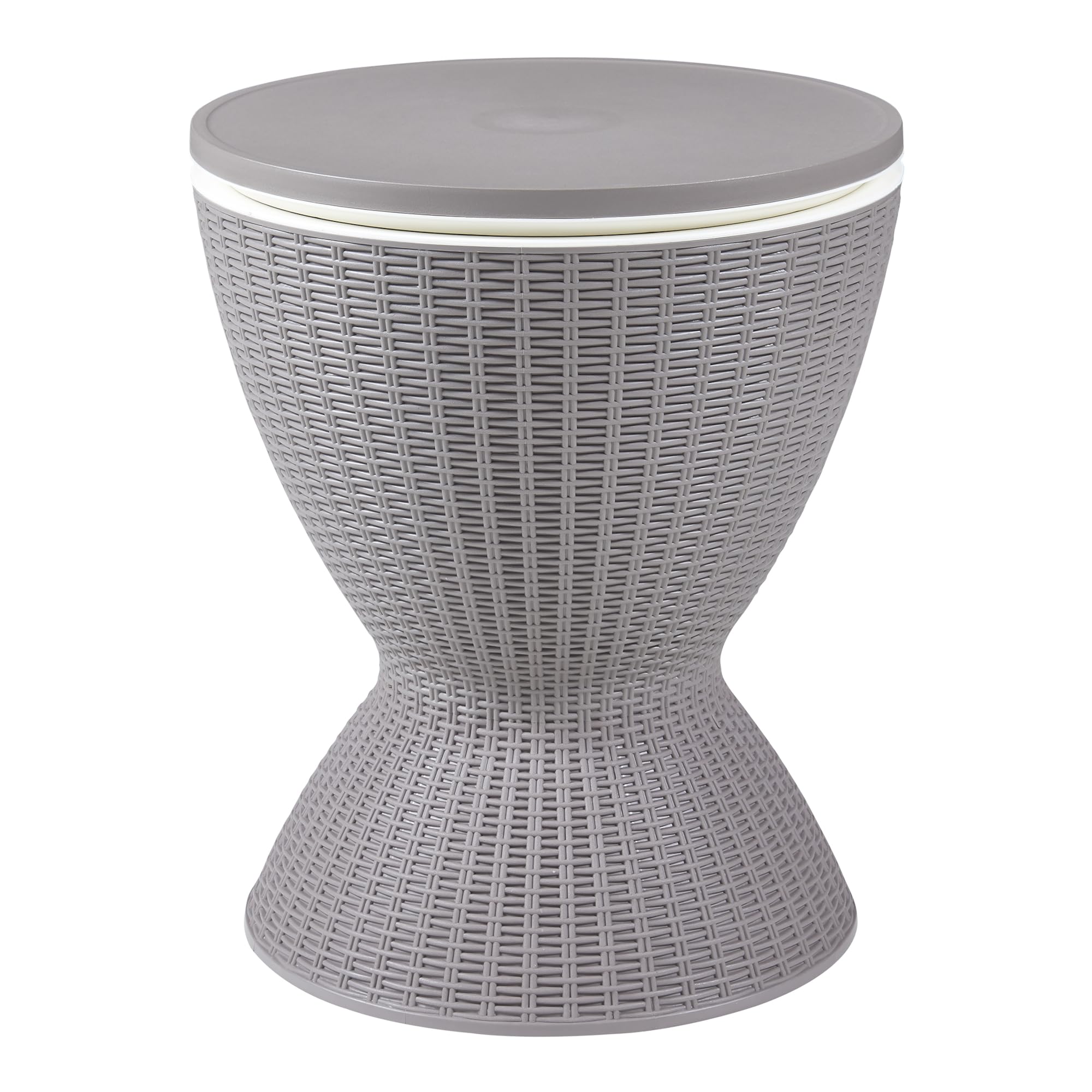 casa.pro Tavolino Frigo Cool Bar a Forma di Clessidra Tavolino Portaghiaccio con Piano Regolabile in Altezza 58-82 cm Marrone Chiaro in Effetto Rattan