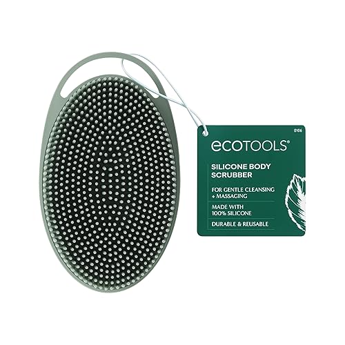 EcoTools Exfoliante corporal de silicona, para limpieza suave y exfoliante, limpiador de silicona 2 en 1 y masajeador corporal, accesorio de baño