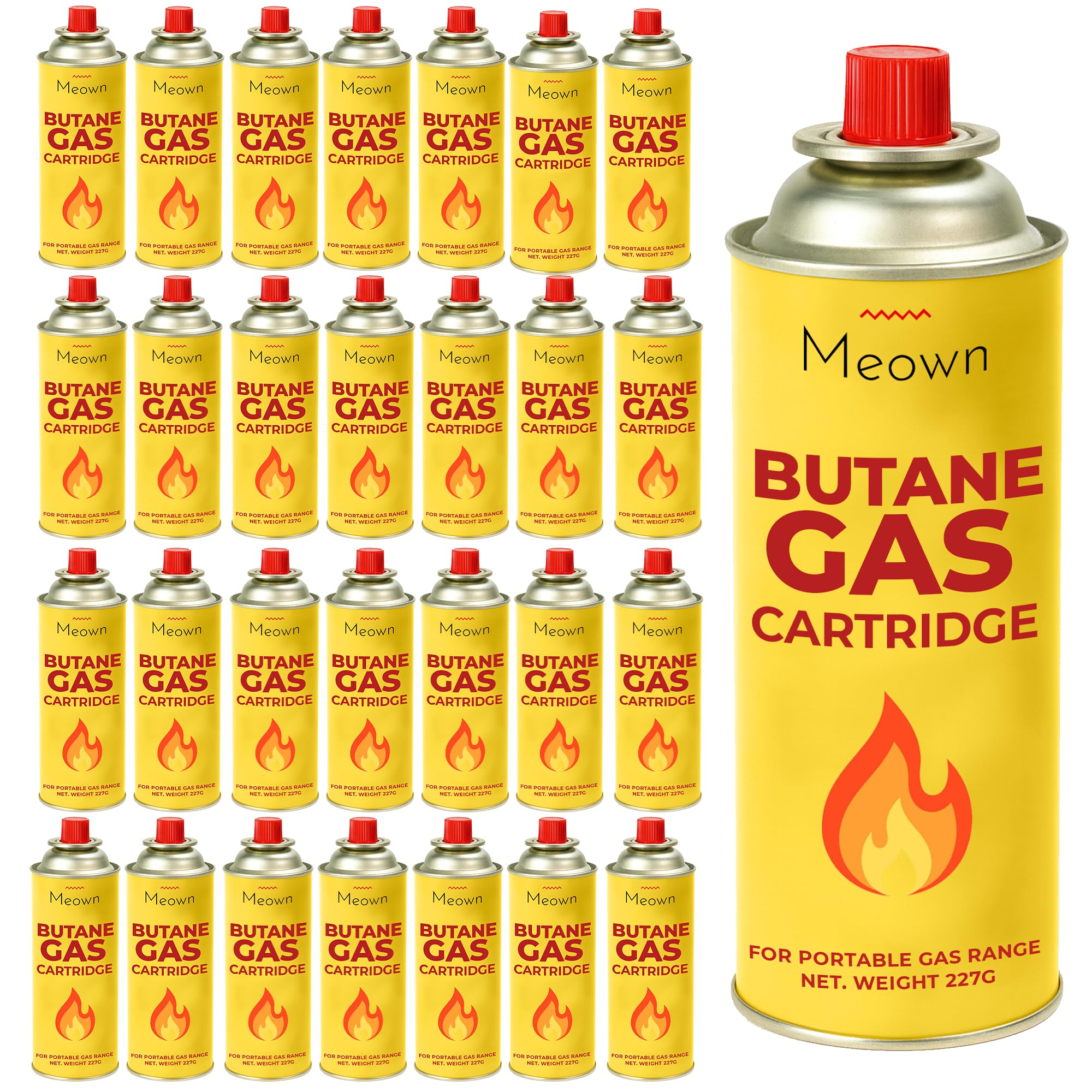 MEOWN Camping Gas Cartridges 227g – Pack of 28, Portable Gas Canisters for Stoves, BBQs & Outdoor Heating