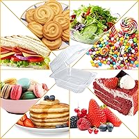 Vista 5 de 200 Piezas Recipientes de Plástico Transparente para Llevar, Cajas de Comida Desechables Elegantes con Tapa Superior con Bisagra Cuadrada tipo
