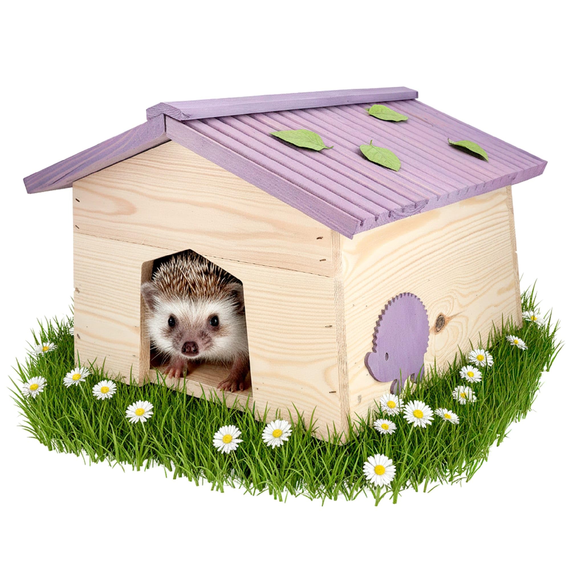 PATKAR Igelhaus Winterfest mit Boden - Premium Igelfutterhaus (Made in Europe) - Labyrintheingang gegen Fressfeinde - Futterhaus Hochwertige Igelhäuser Igel Haus Igelhotel - HxBxT: 28x38x44 cm
