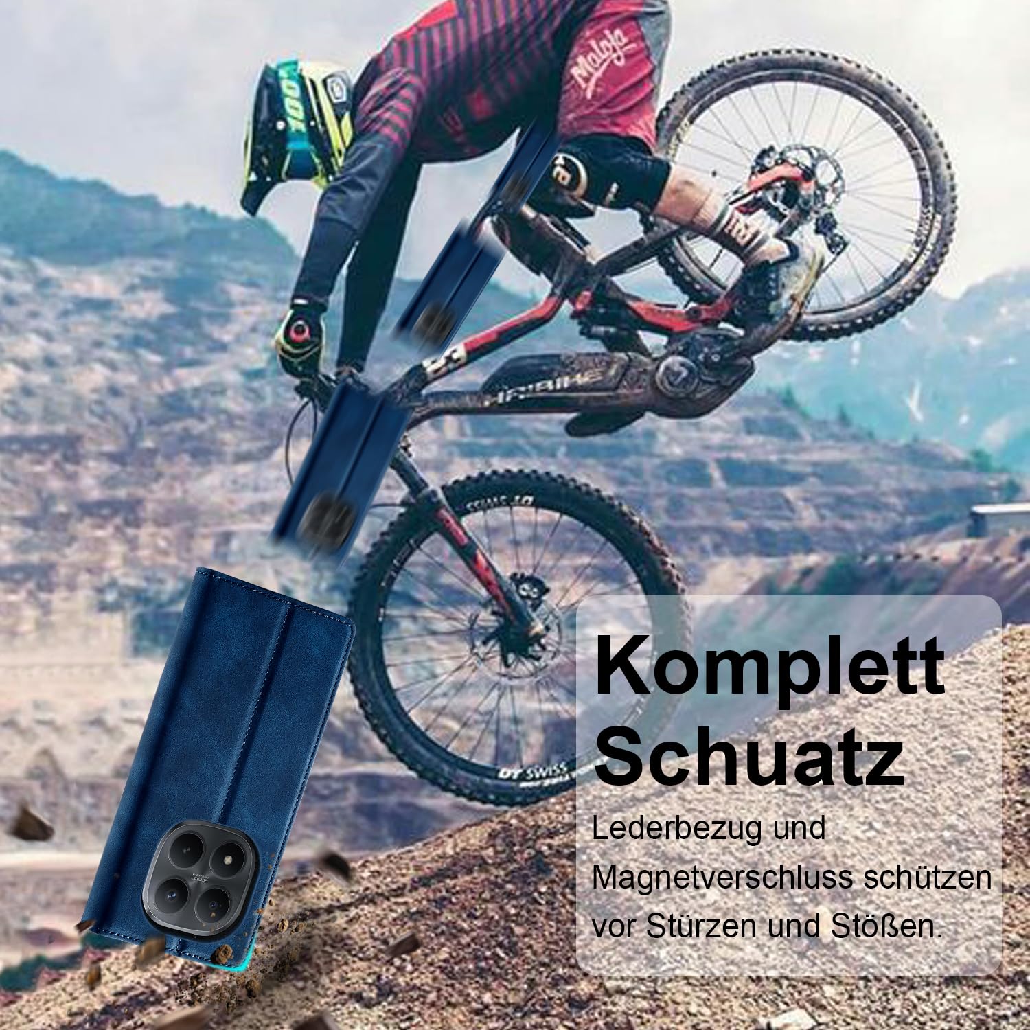 Handyhülle für Xiaomi Redmi Note 15 Pro 5G Hülle Leder, Mit Schutzfolie, für Xiaomi Redmi Note 15 Pro 5G Klapphülle Ledermaterial, Kartenfach RFID-Blockierung Wallet Case, Flip Klappbar Schutzhülle