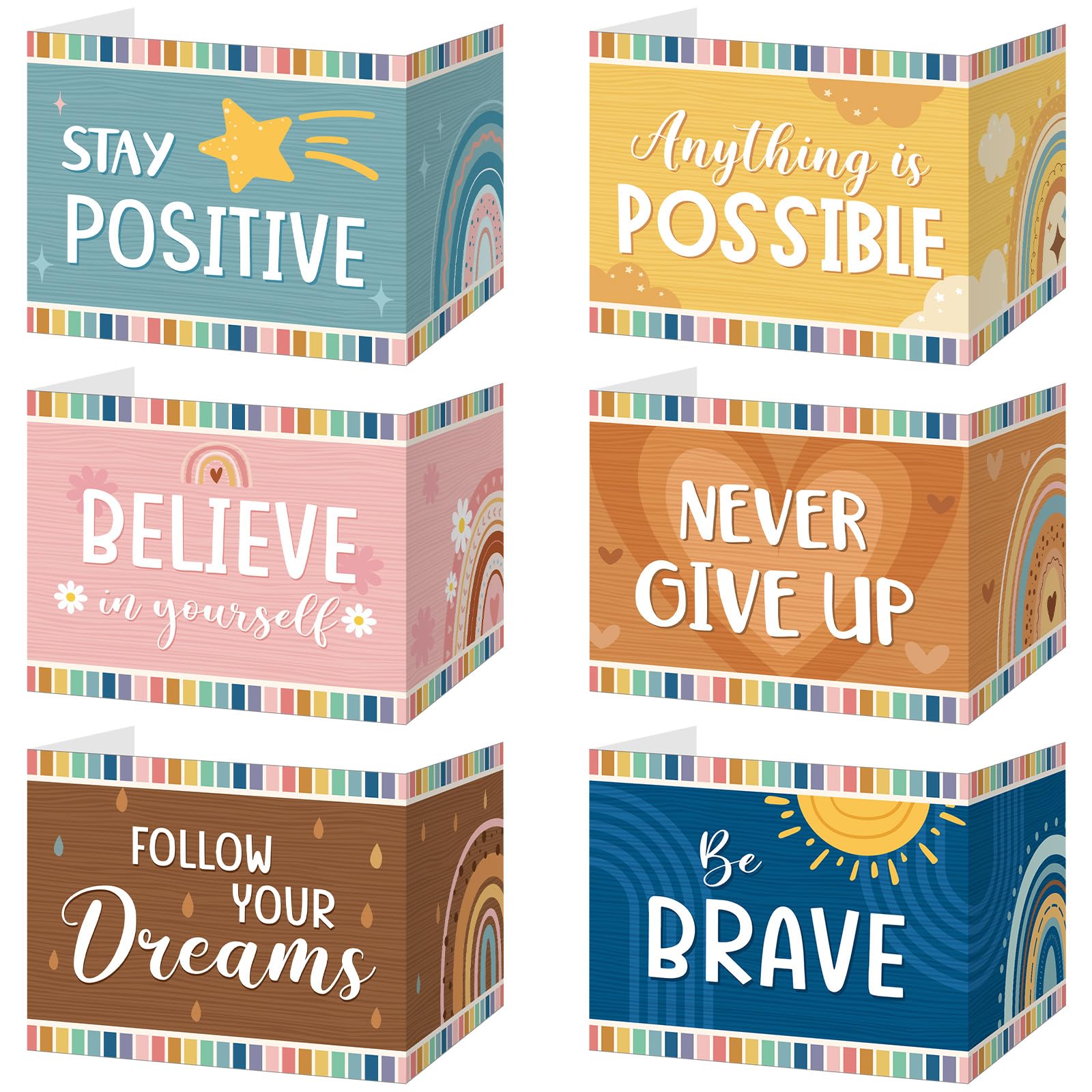 Affrolling 36 Pcs Inspirational Privacy Folders Bulk for Students Cardboard Privacy Boards Desk Divider Panel Waterproof Testing Divider for Classroom