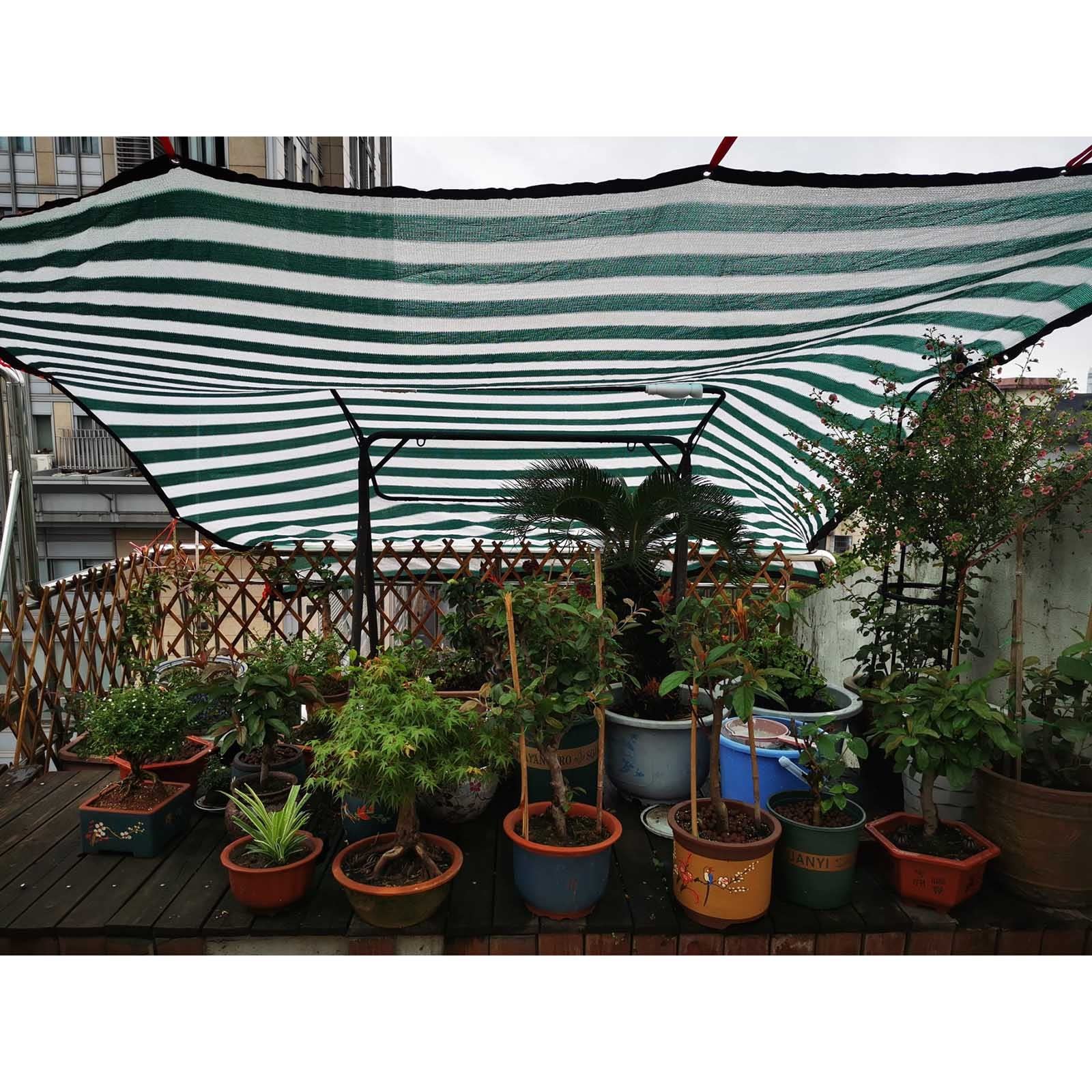 90% Solar Sombra Paño 2m 3m 4m 5m 6m 7m 8m 9m 10m,Malla Sombreadora De Rayas Verdes y Blancas,Malla De Sombra Transpirable,Red De Sombra De Plantas Invernadero,Con Ojales,GreenWhite-3x7m(9.8*23ft)